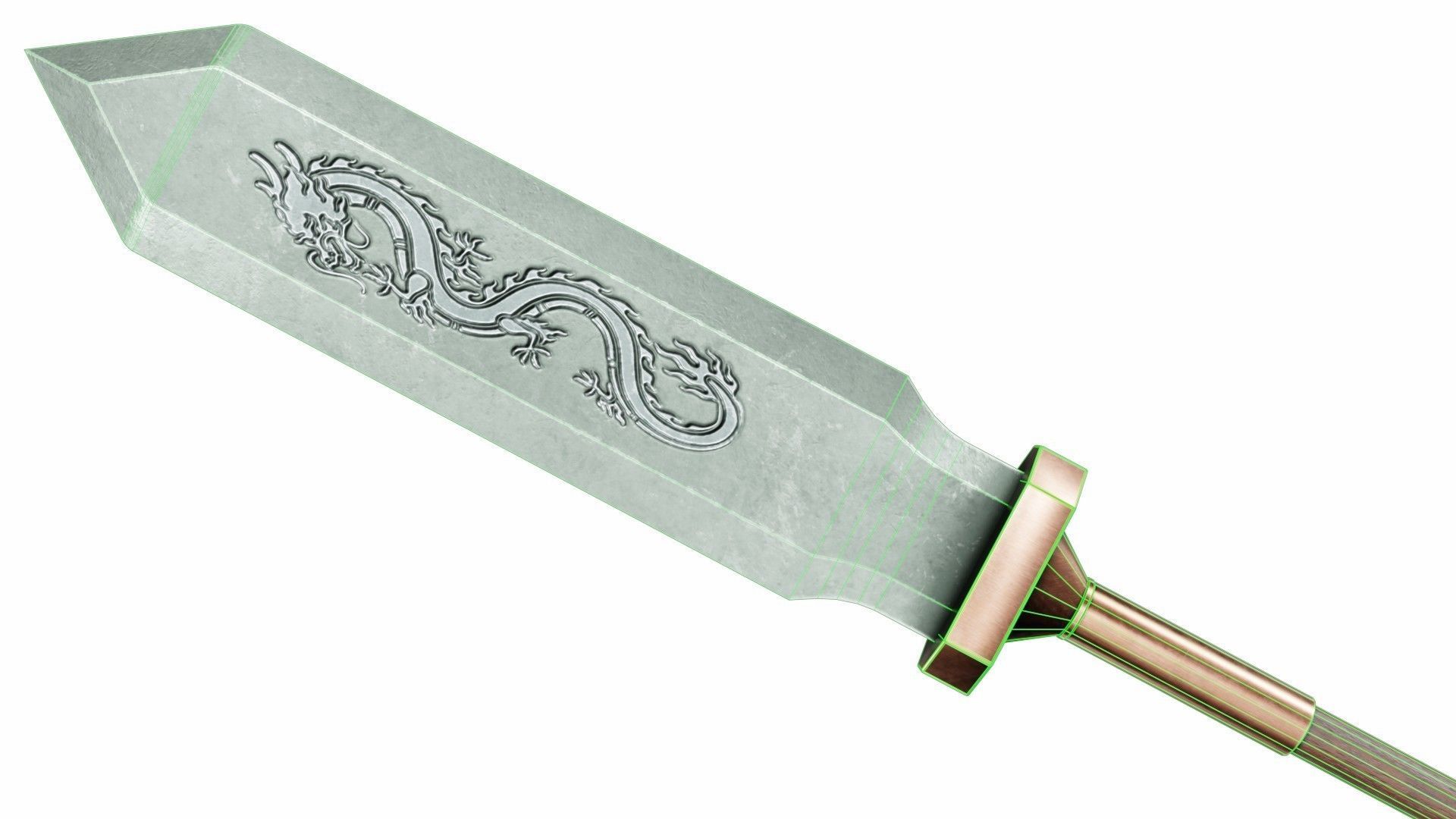 Spear with straight tip Low-poly 3D model_6