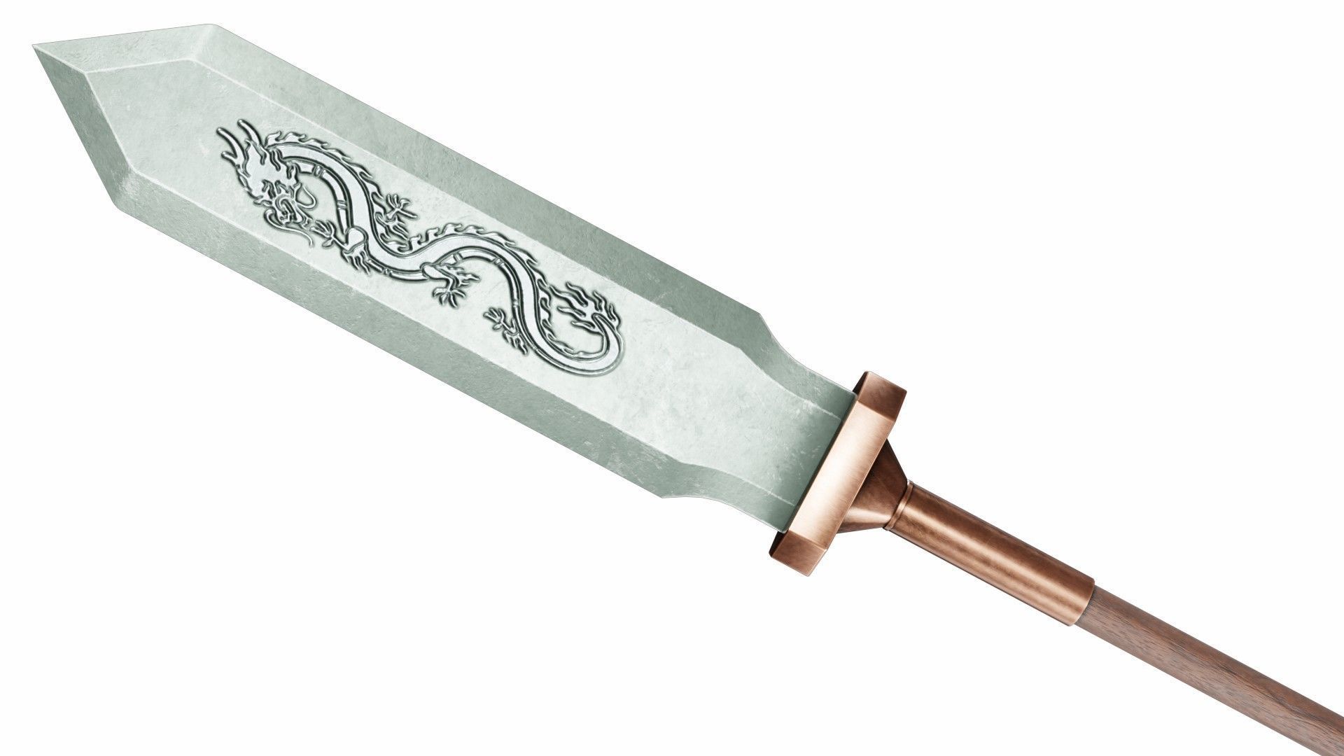 Spear with straight tip Low-poly 3D model_2