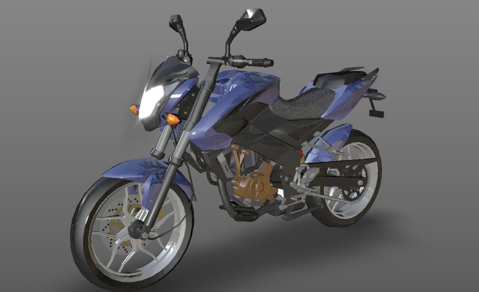 Bajaj Pulsar NS200 A High Performance Indian Sport Bike Low-poly 3D model_2