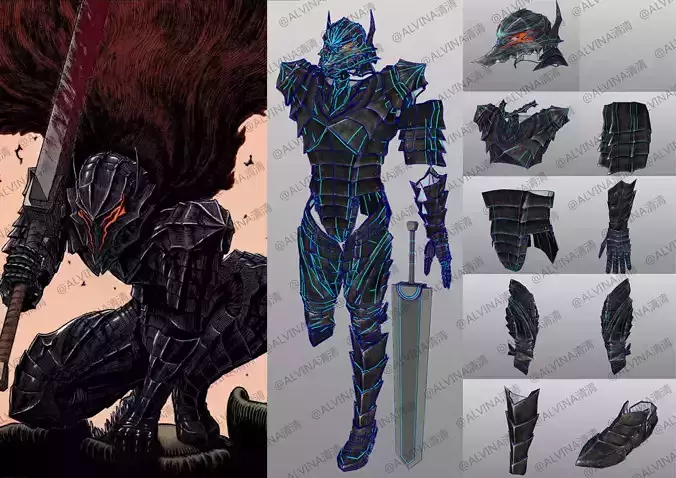 Guts Berserker Armor - Cosplay Pepakura Foam Full Low-poly 3D model