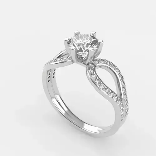 solitaire engagement ring with bead set shank 