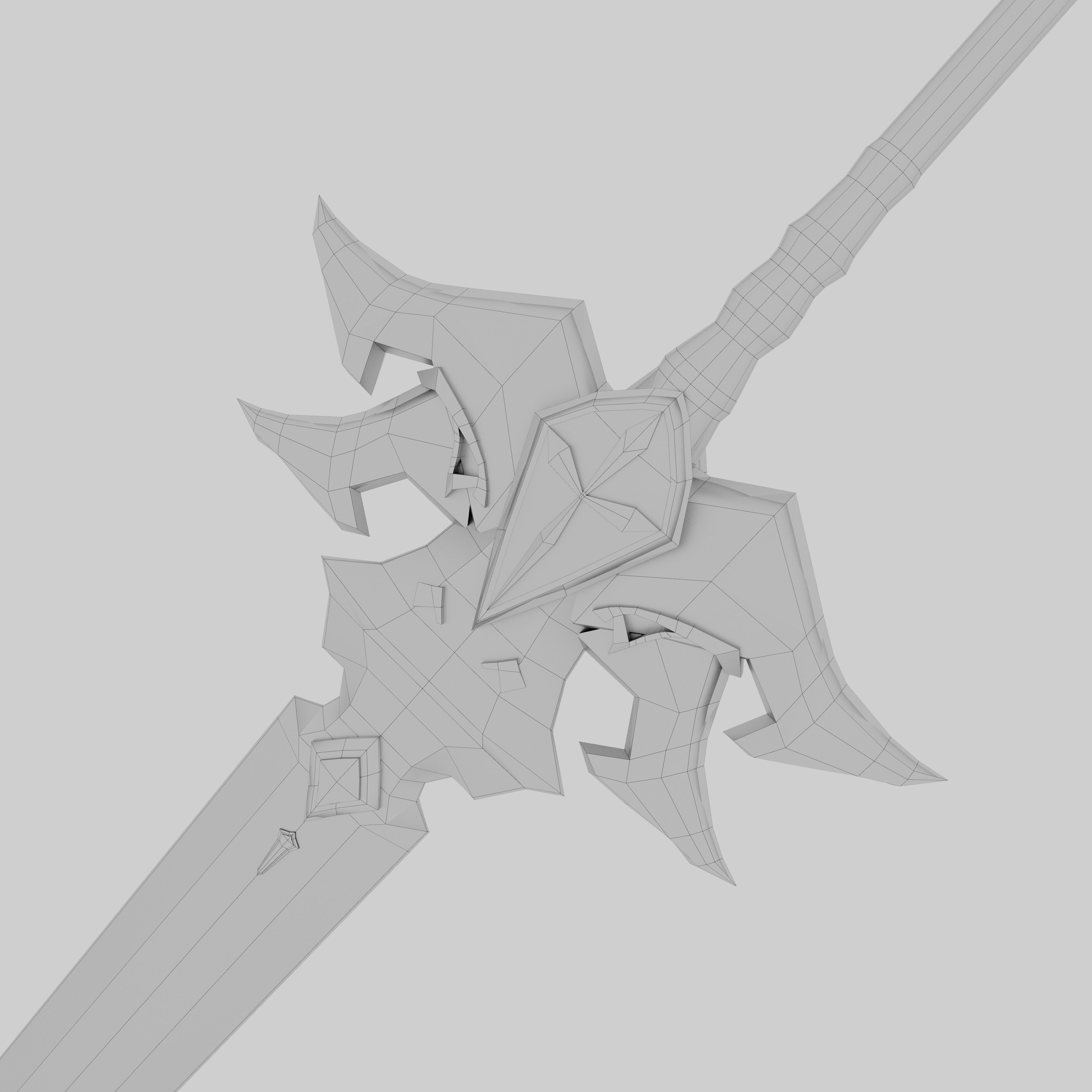 white wing sword Low-poly 3D model_6