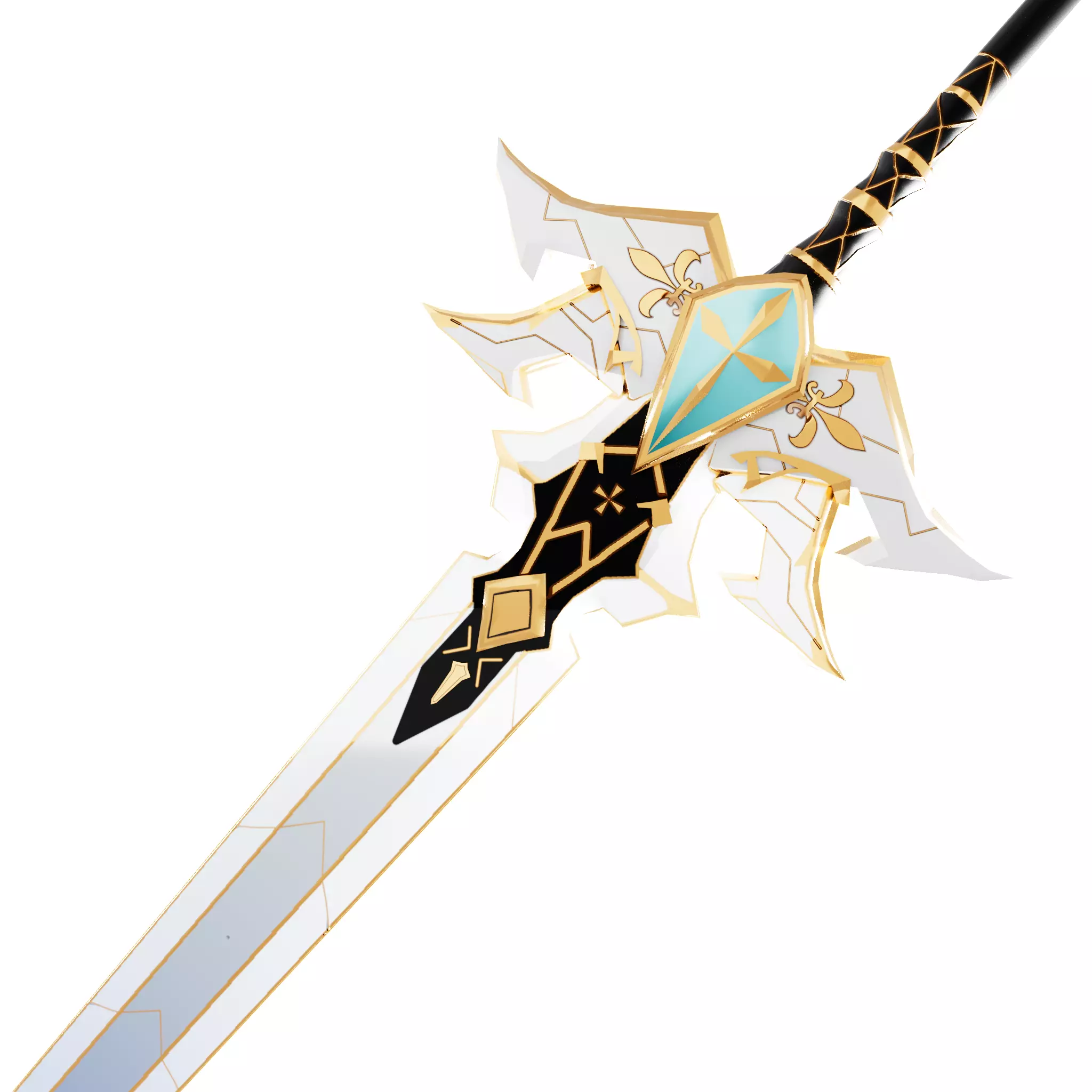 white wing sword Low-poly 3D model_0
