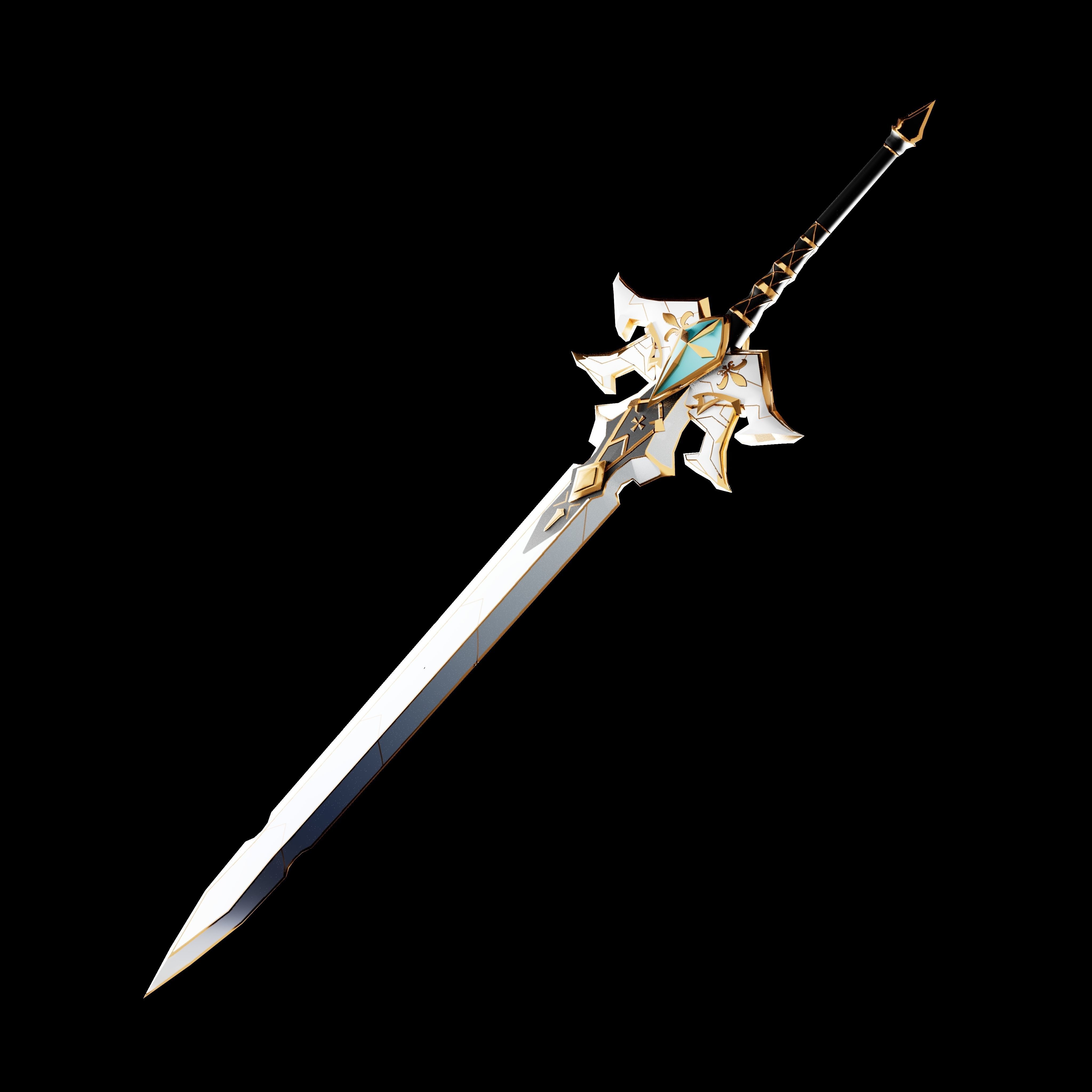 white wing sword Low-poly 3D model_1