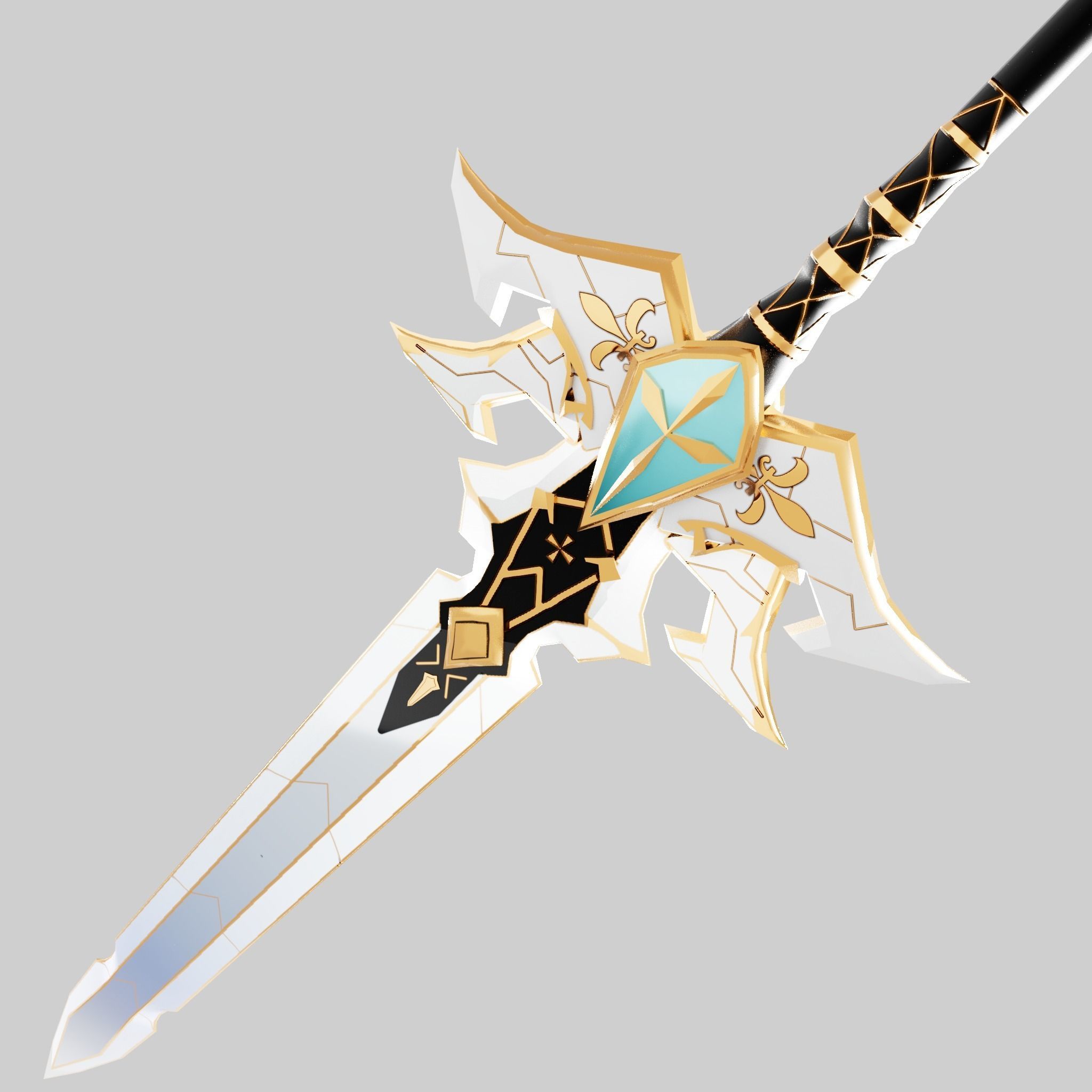 white wing sword Low-poly 3D model_3
