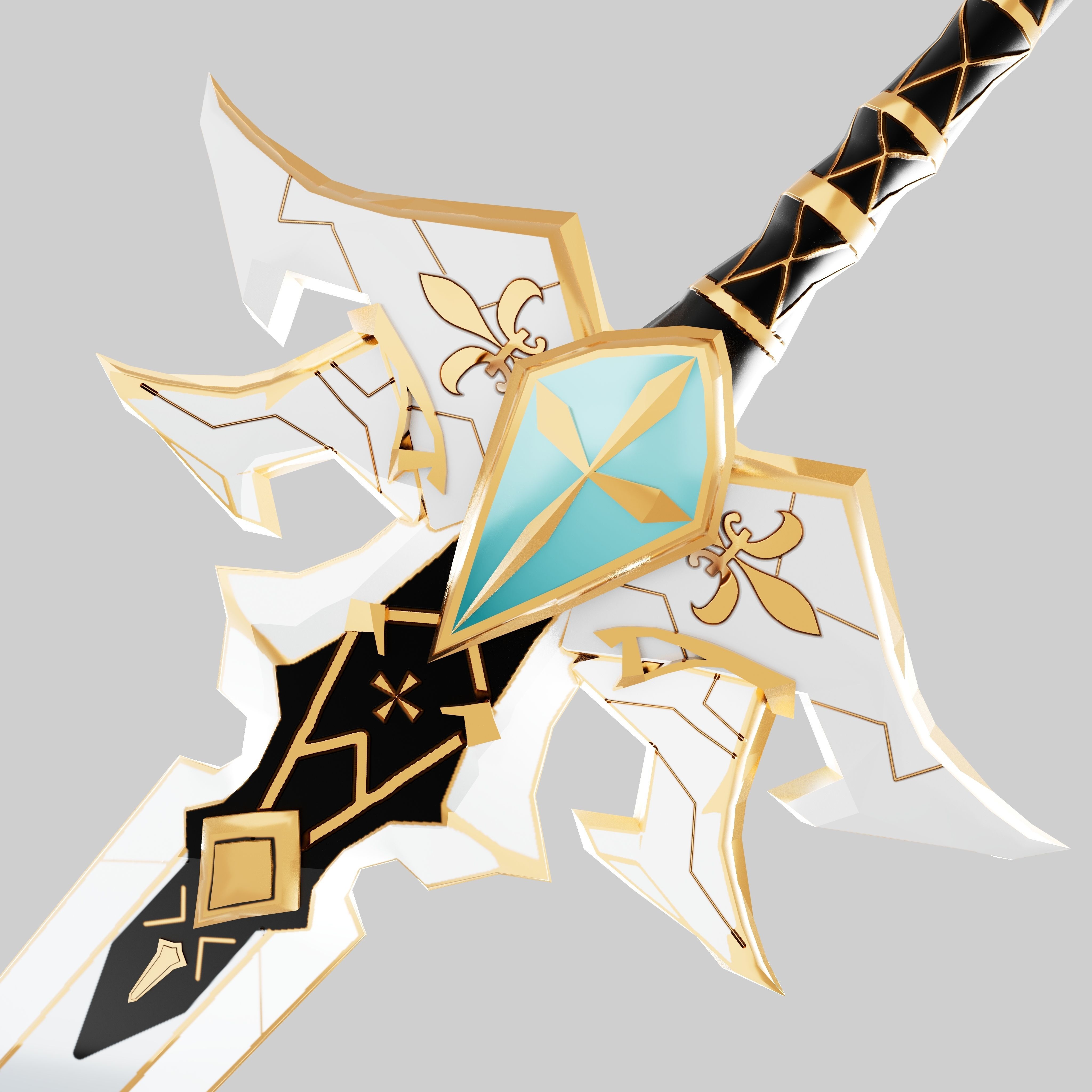white wing sword Low-poly 3D model_4