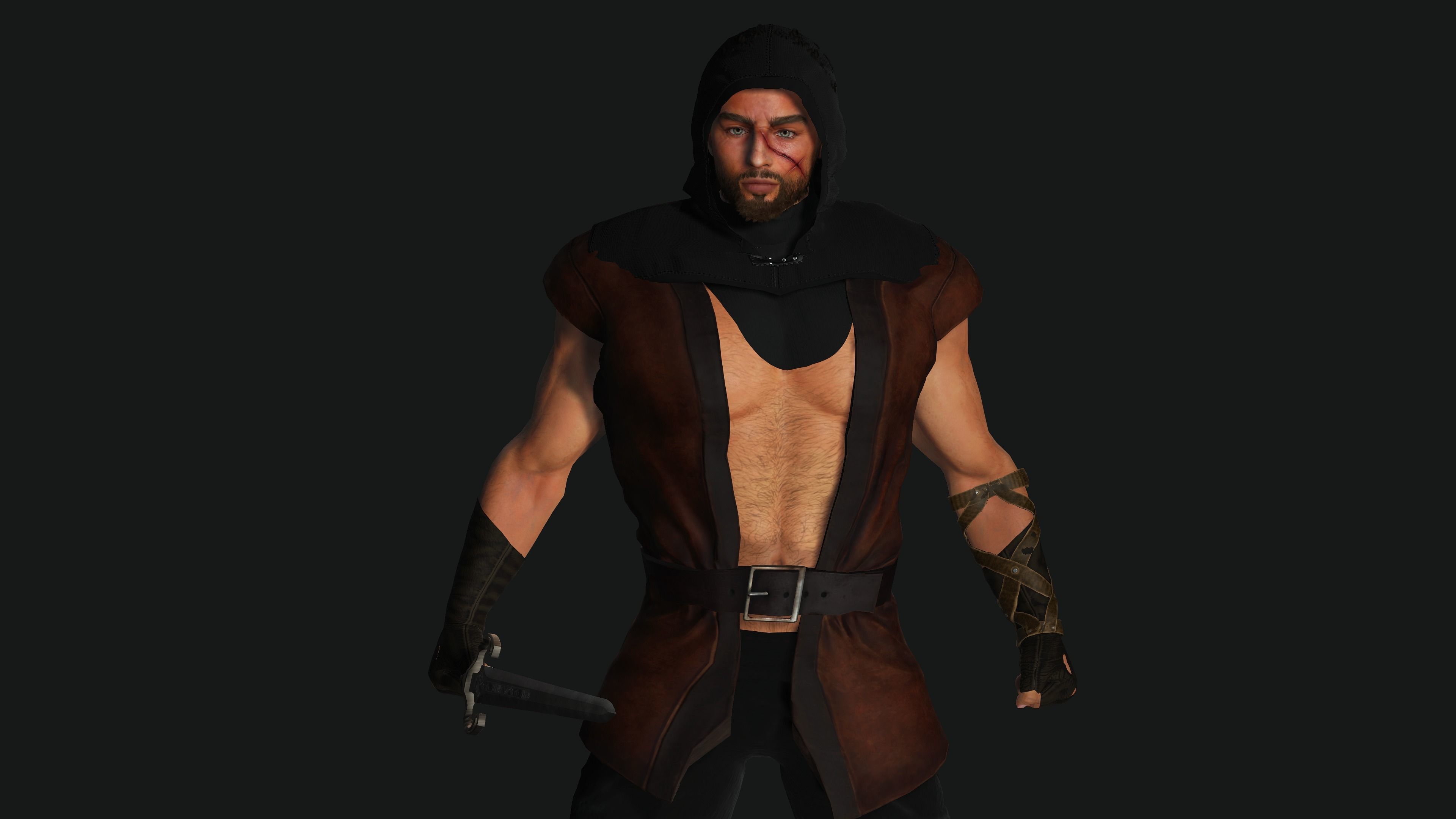 AAA 3D FANTASY MALE ASSASSIN CHARACTER-REALISTIC RIG GAME READY Low-poly 3D model_7