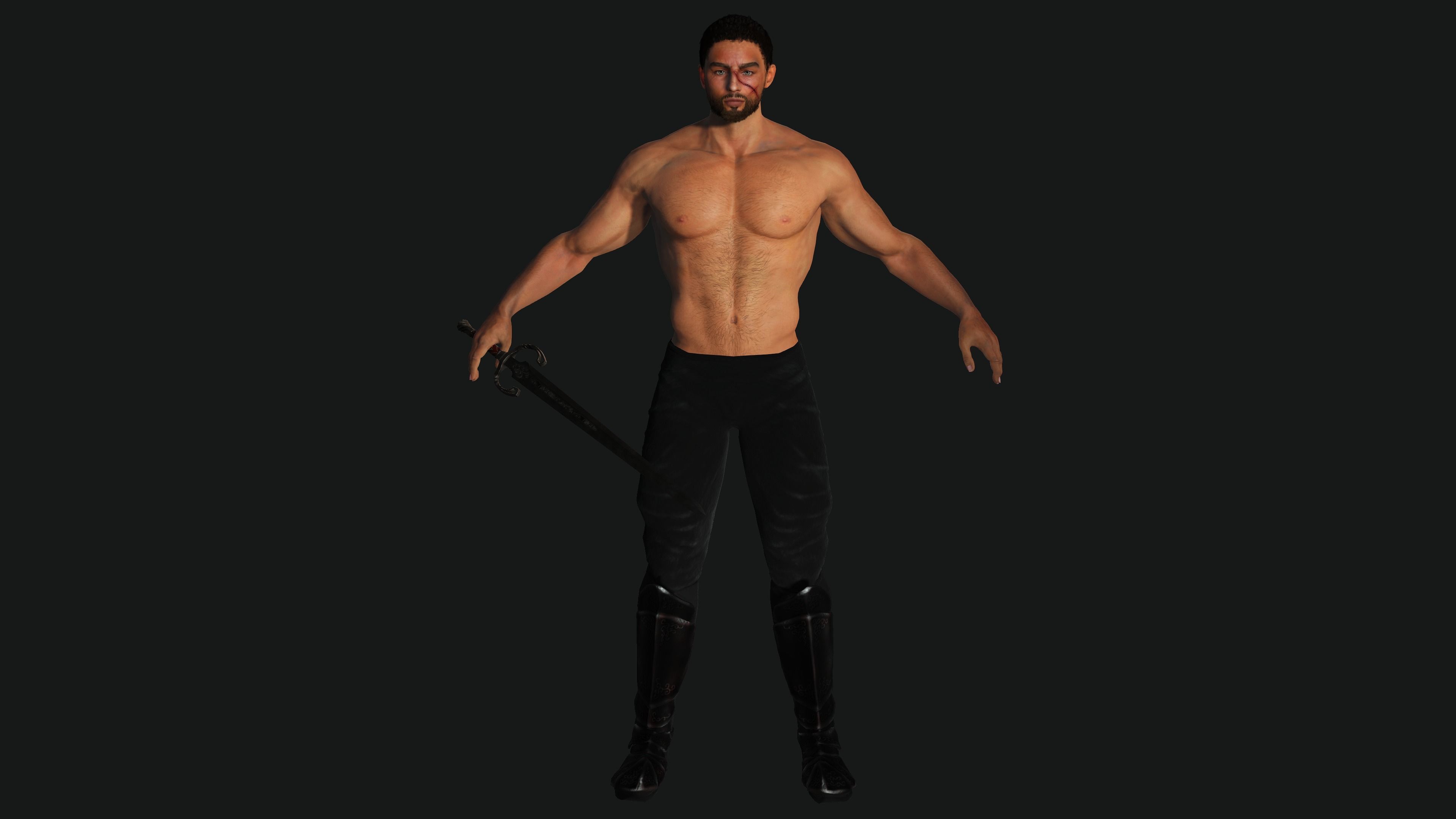 AAA 3D FANTASY MALE ASSASSIN CHARACTER-REALISTIC RIG GAME READY Low-poly 3D model_22