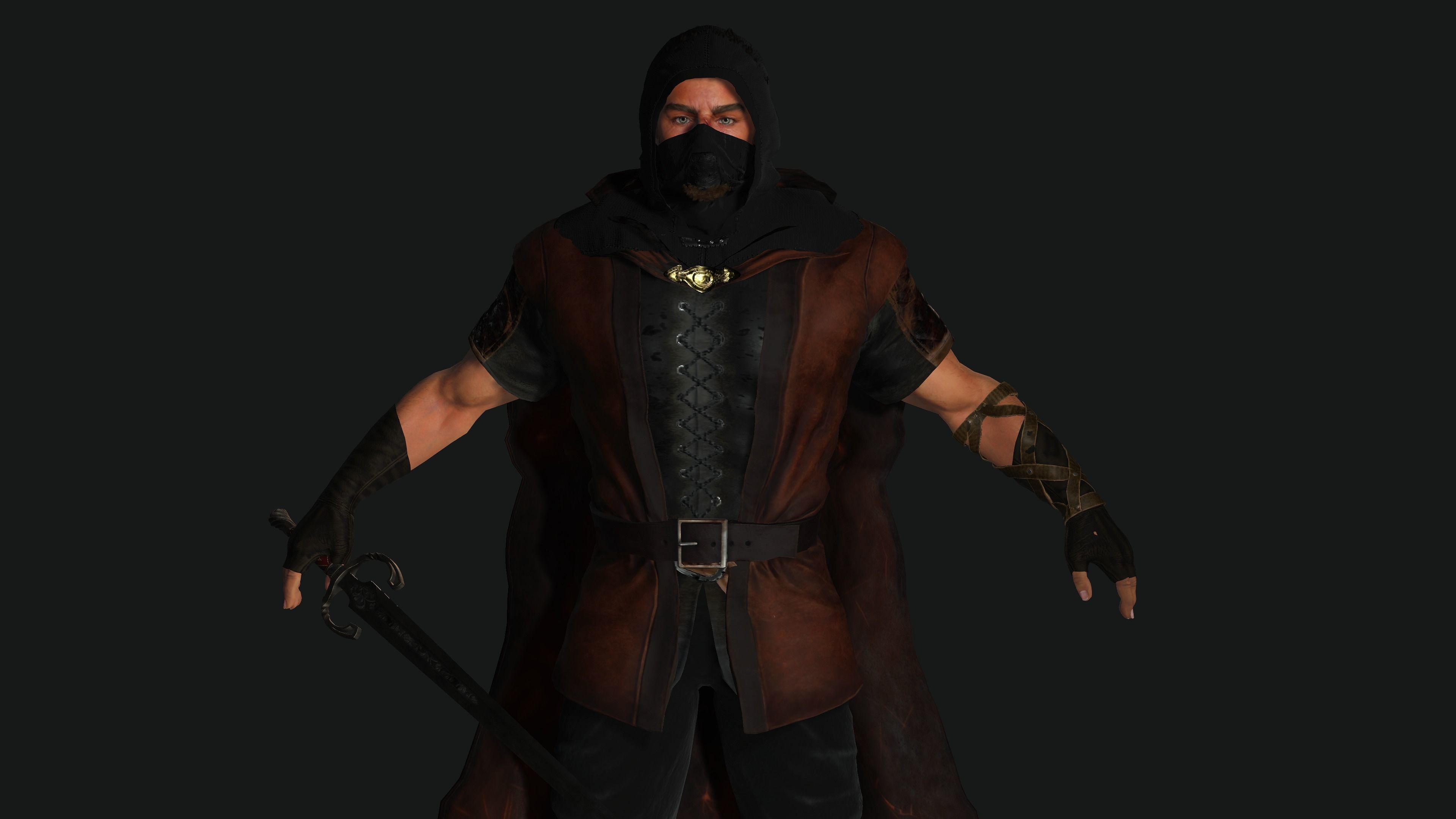AAA 3D FANTASY MALE ASSASSIN CHARACTER-REALISTIC RIG GAME READY Low-poly 3D model_12