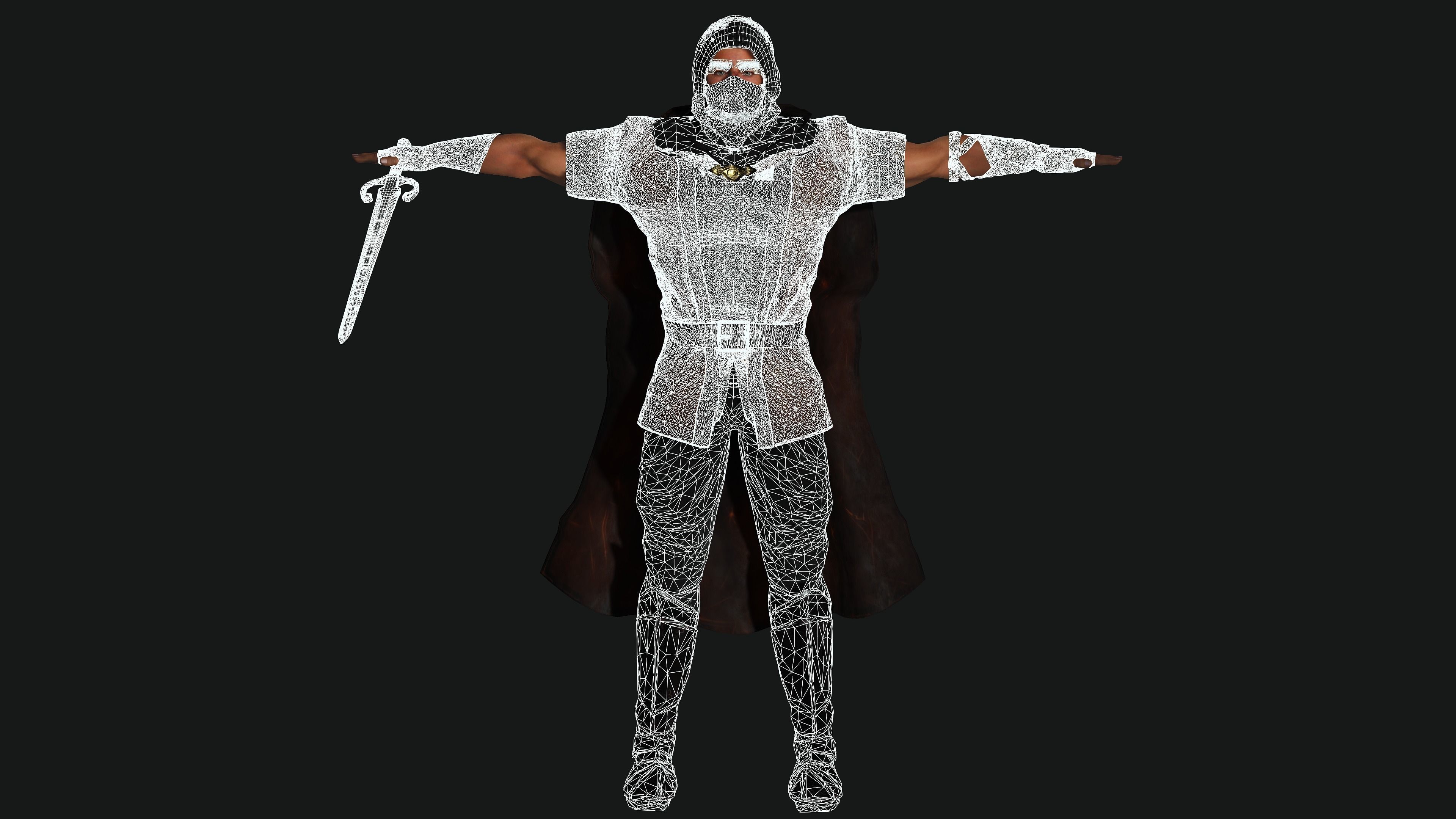 AAA 3D FANTASY MALE ASSASSIN CHARACTER-REALISTIC RIG GAME READY Low-poly 3D model_25