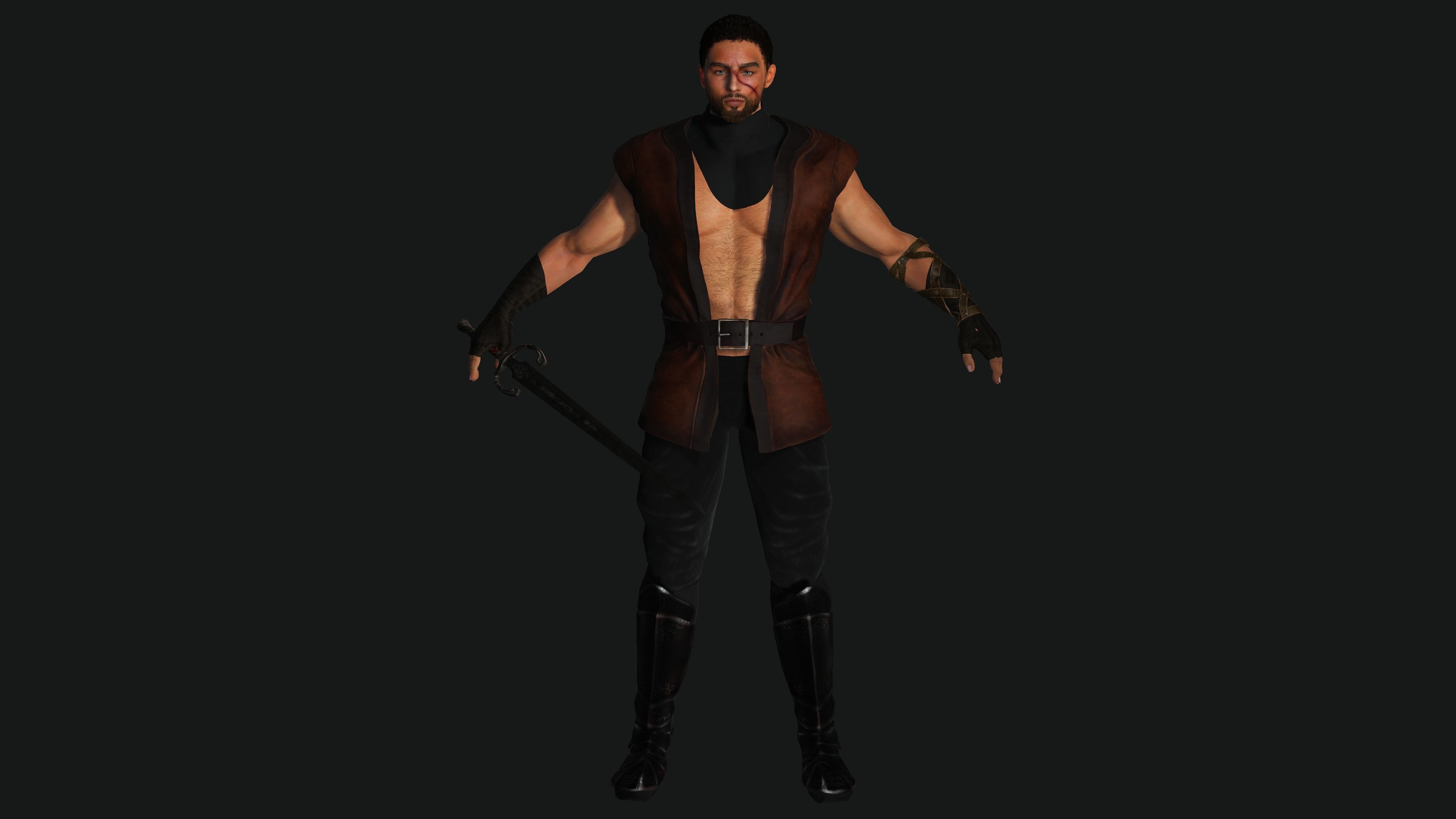 AAA 3D FANTASY MALE ASSASSIN CHARACTER-REALISTIC RIG GAME READY Low-poly 3D model_19
