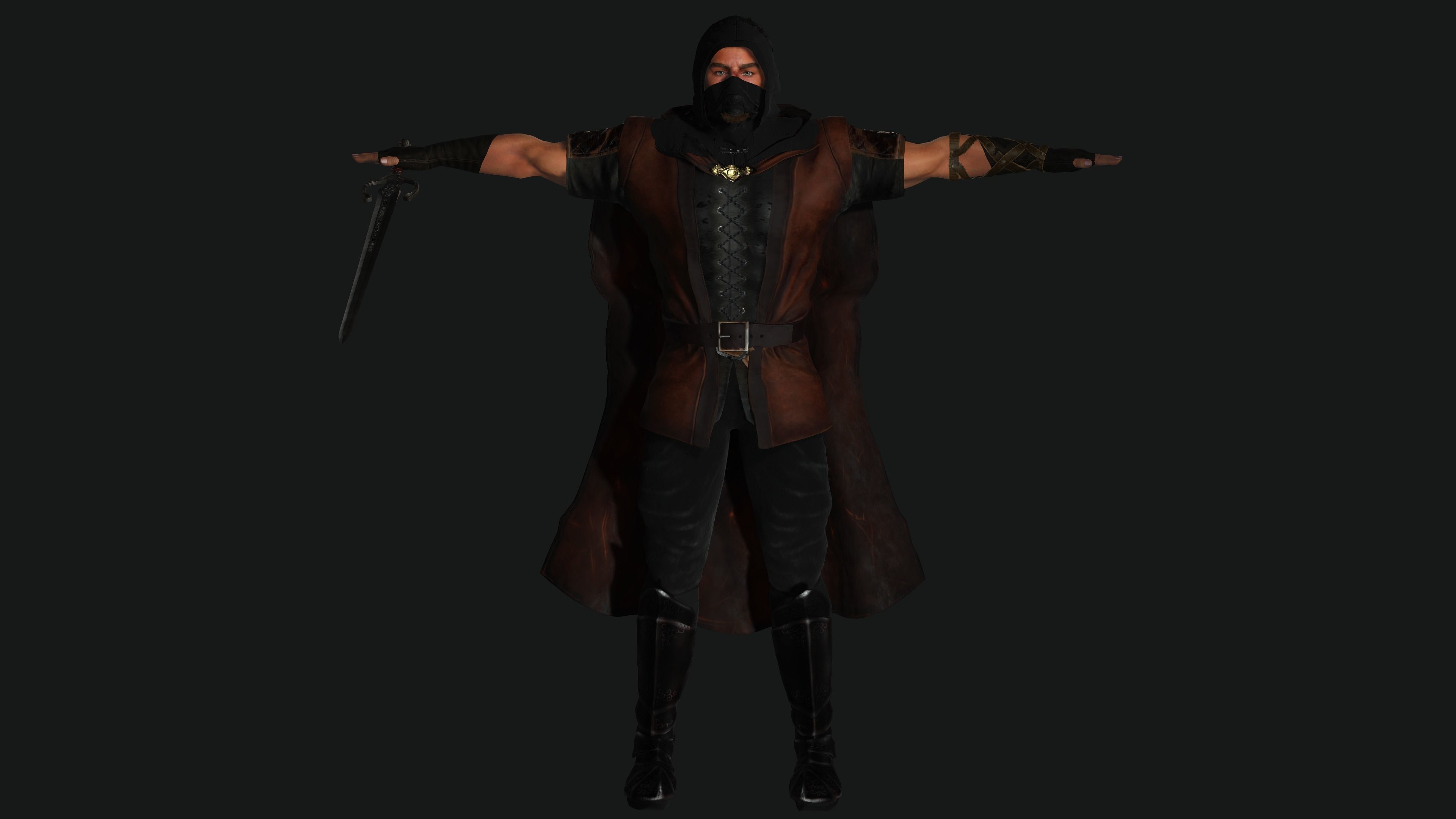 AAA 3D FANTASY MALE ASSASSIN CHARACTER-REALISTIC RIG GAME READY Low-poly 3D model_24