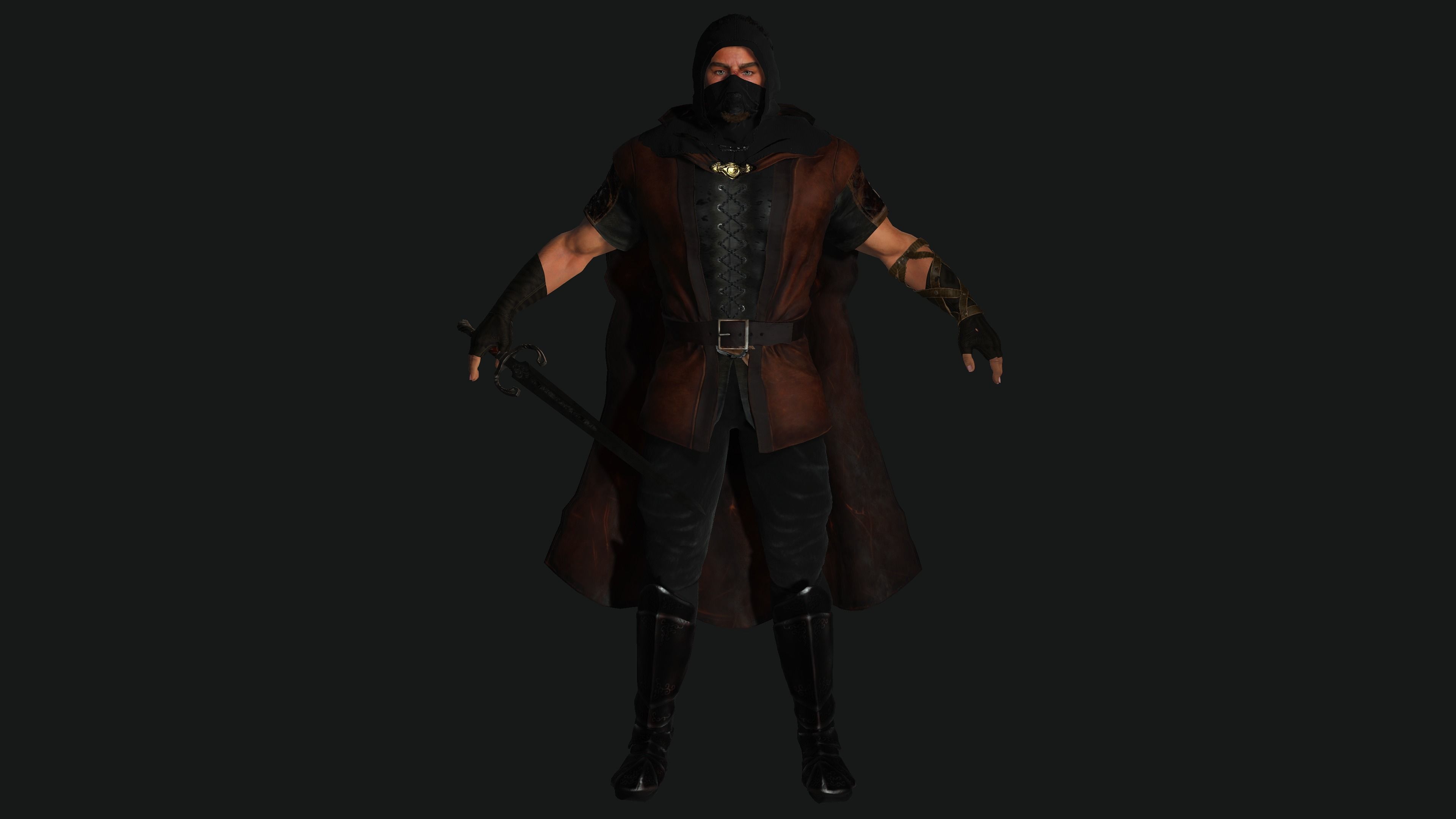 AAA 3D FANTASY MALE ASSASSIN CHARACTER-REALISTIC RIG GAME READY Low-poly 3D model_14