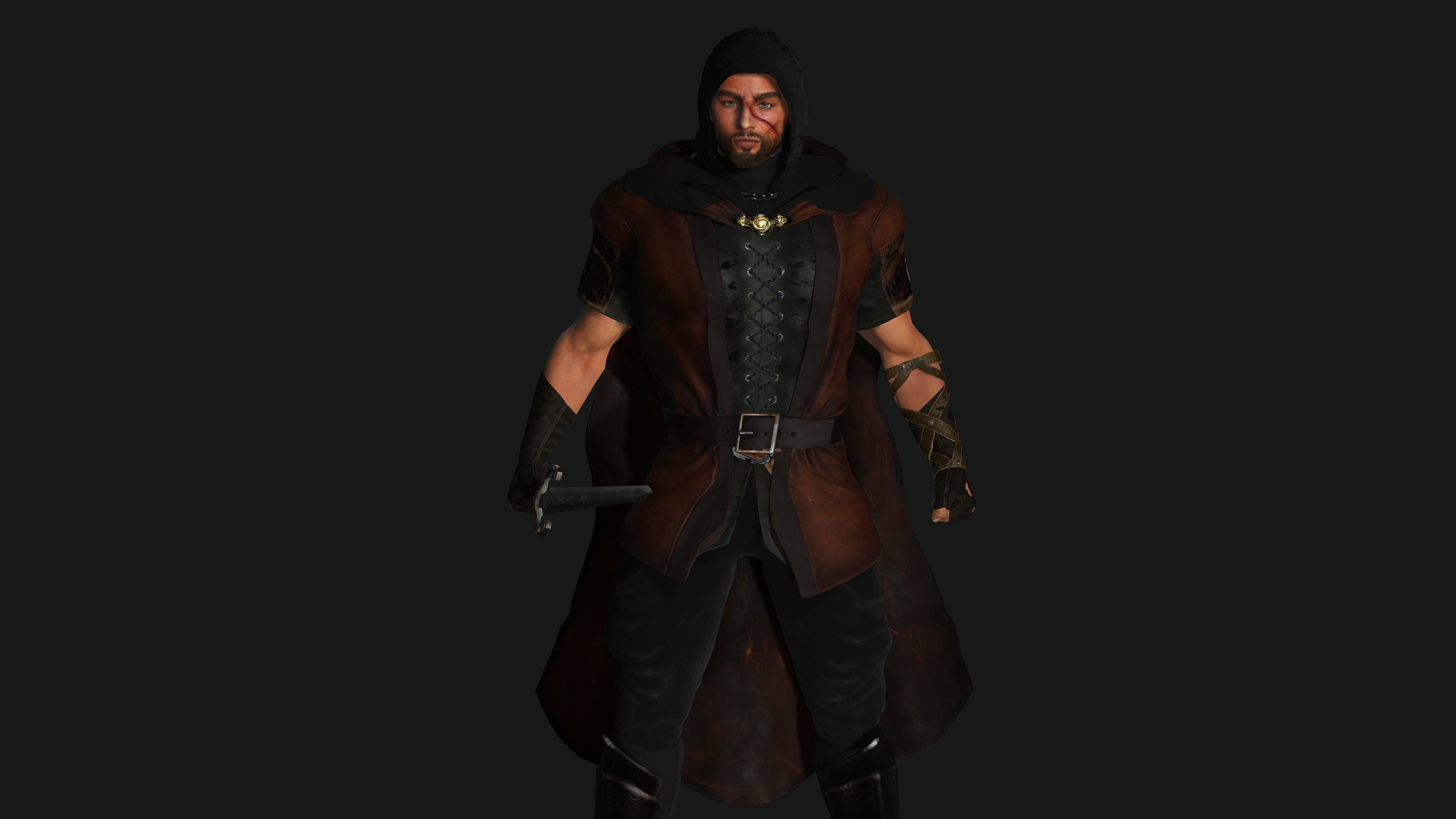 AAA 3D FANTASY MALE ASSASSIN CHARACTER-REALISTIC RIG GAME READY Low-poly 3D model_3