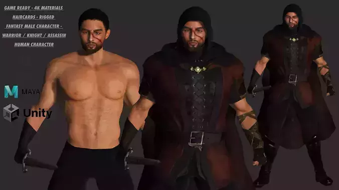 AAA 3D FANTASY MALE ASSASSIN CHARACTER-REALISTIC RIG GAME READY