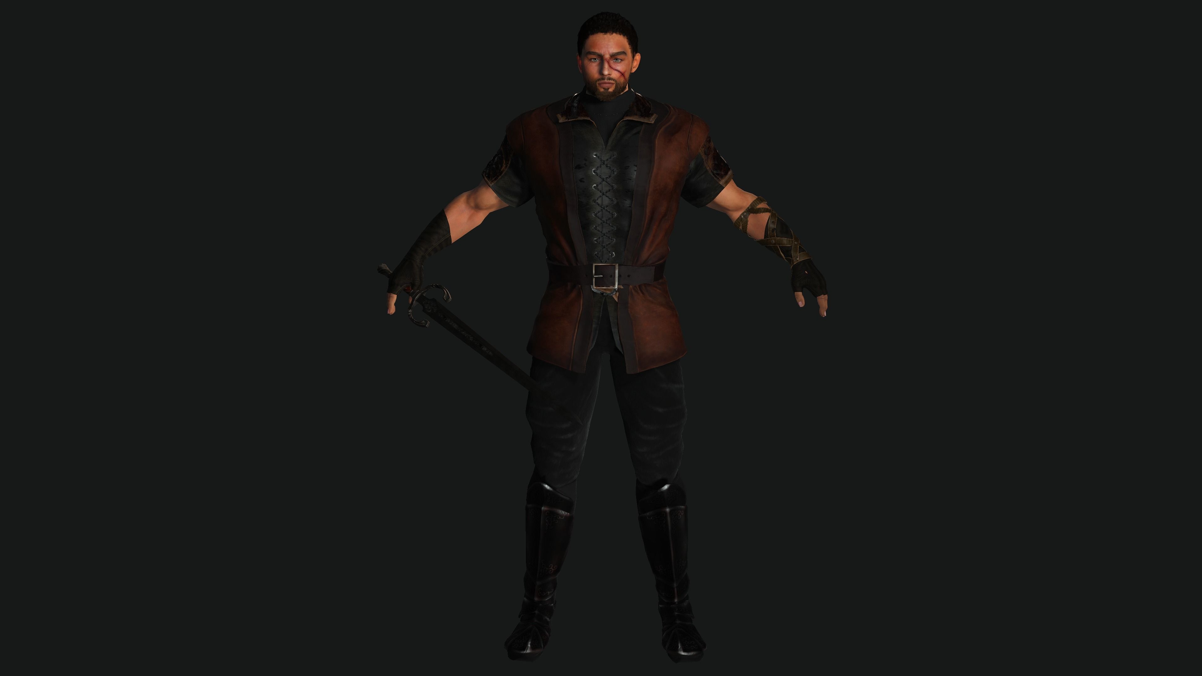 AAA 3D FANTASY MALE ASSASSIN CHARACTER-REALISTIC RIG GAME READY Low-poly 3D model_17