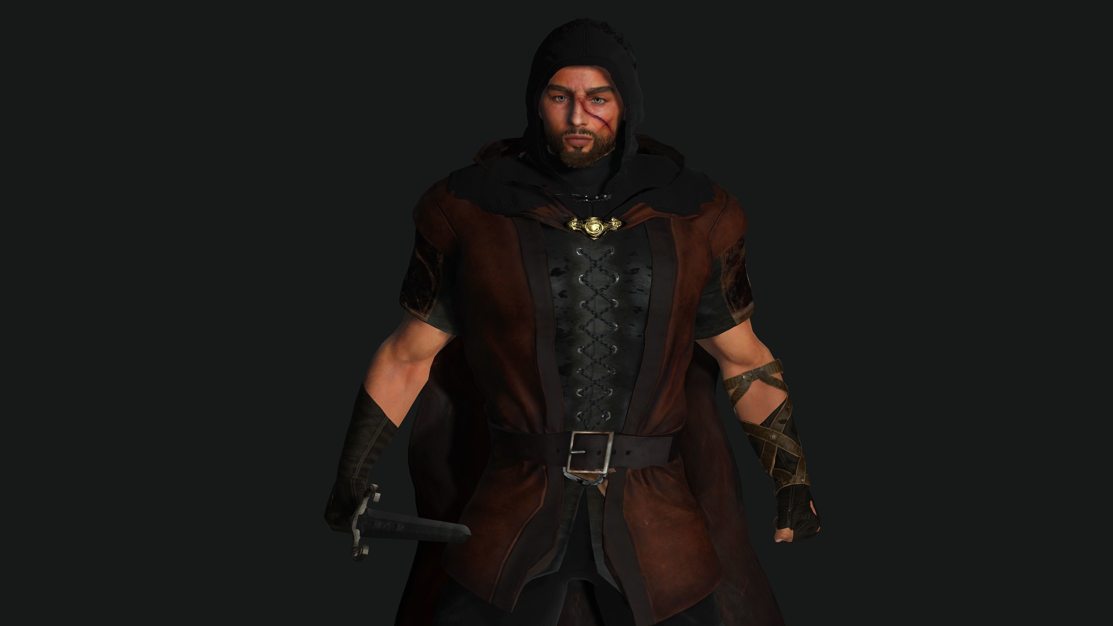AAA 3D FANTASY MALE ASSASSIN CHARACTER-REALISTIC RIG GAME READY Low-poly 3D model_5