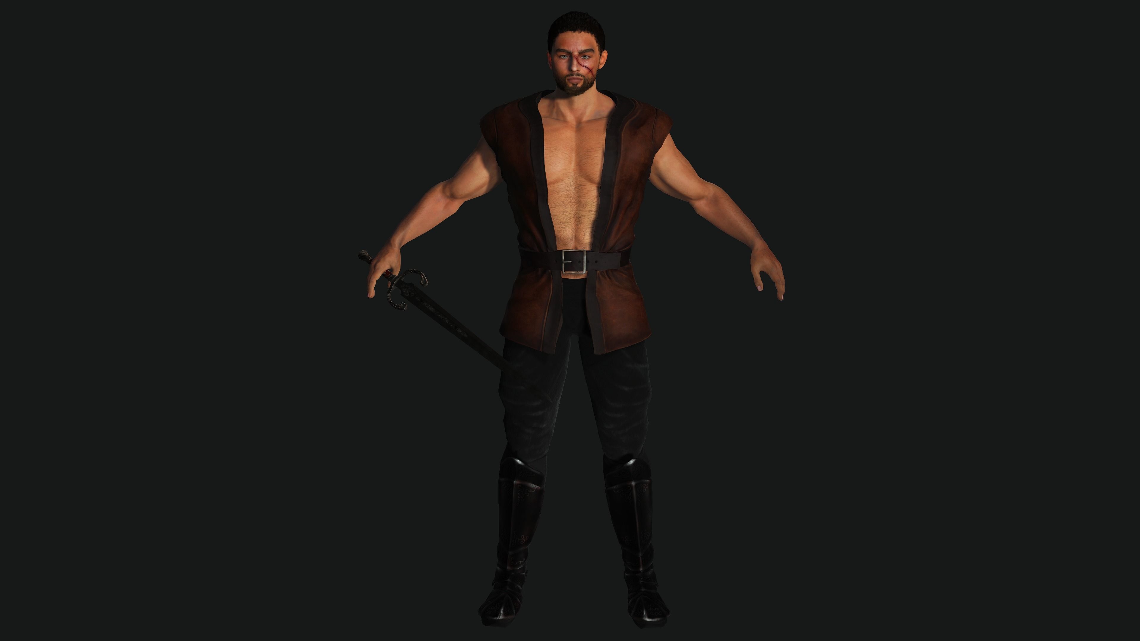 AAA 3D FANTASY MALE ASSASSIN CHARACTER-REALISTIC RIG GAME READY Low-poly 3D model_21