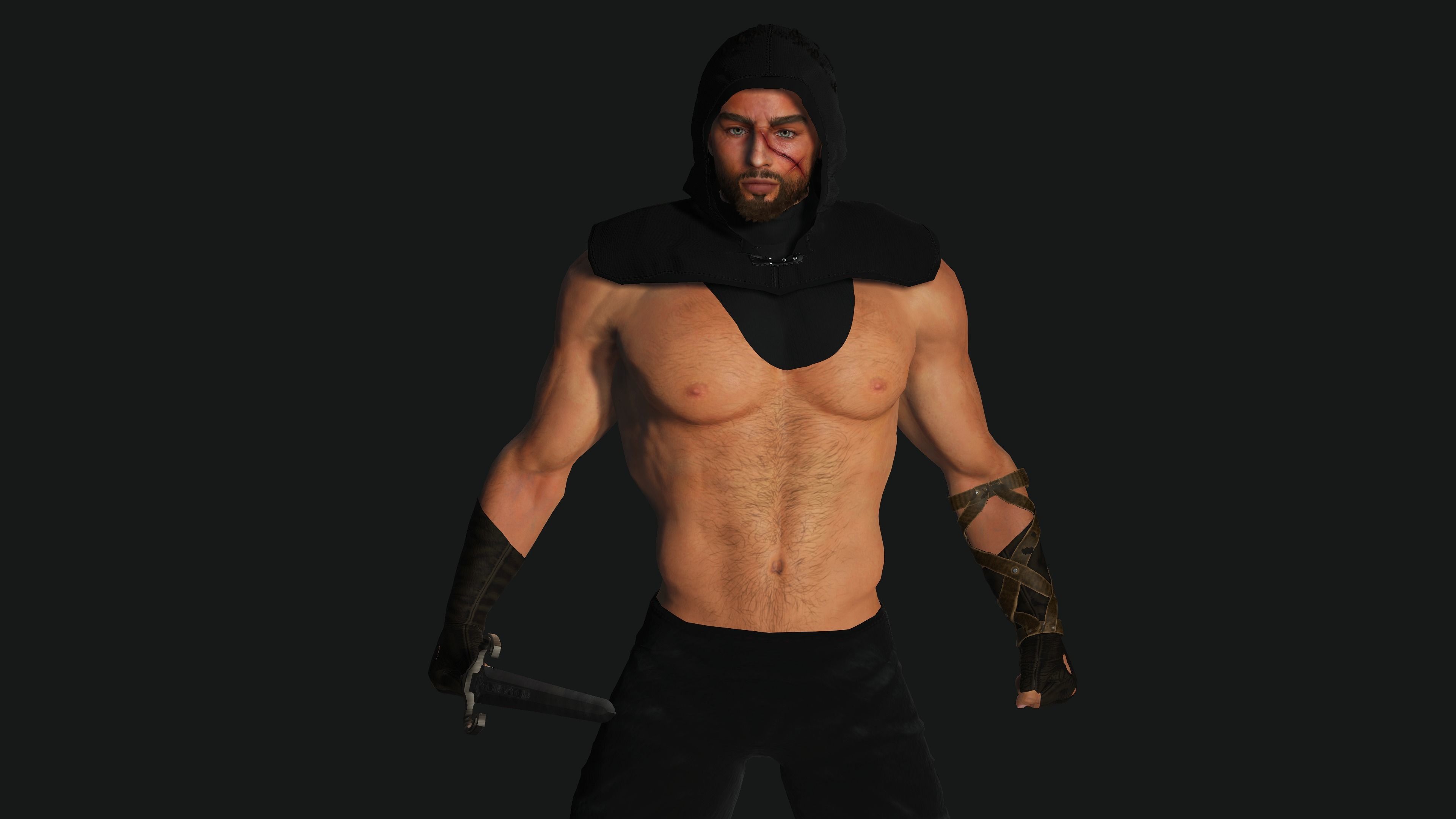 AAA 3D FANTASY MALE ASSASSIN CHARACTER-REALISTIC RIG GAME READY Low-poly 3D model_8
