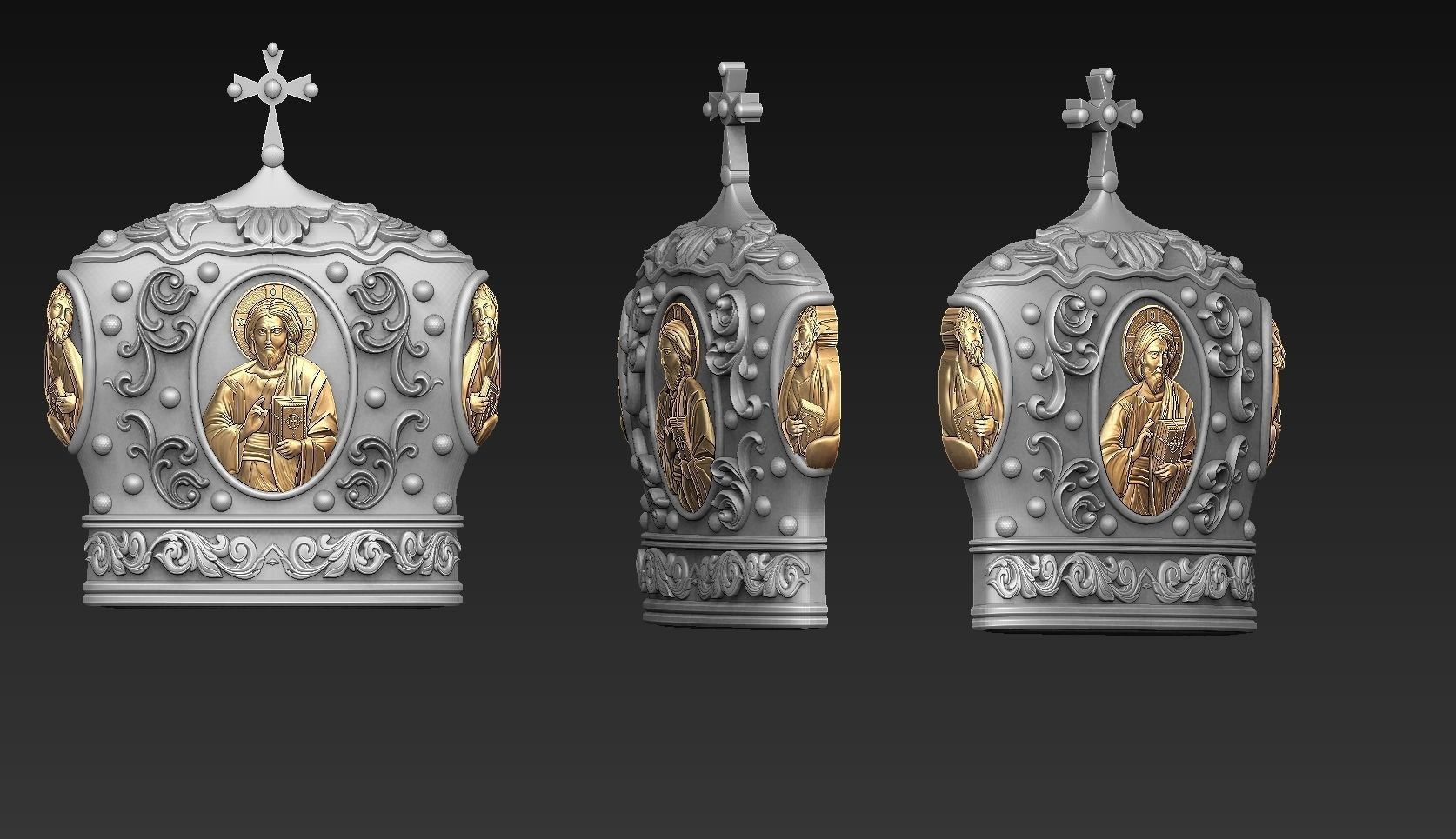Crowne  orthodox Jesus 3D print model_2