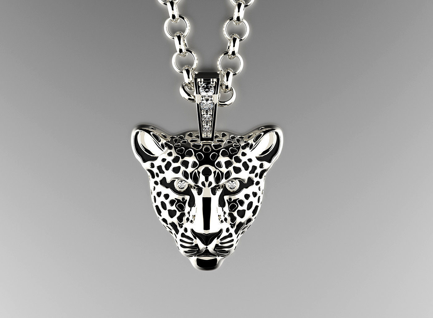 Jewelry Light Leopard Pendant with Enamel 0076 V3-1 3dm Stl Fbx 3D print model_2