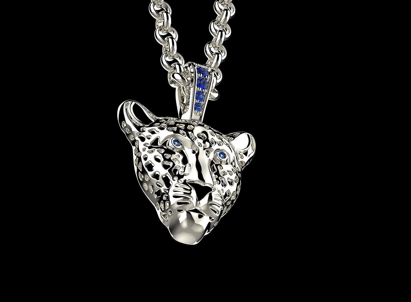 Jewelry Light Leopard Pendant with Enamel 0076 V3-1 3dm Stl Fbx 3D print model_16