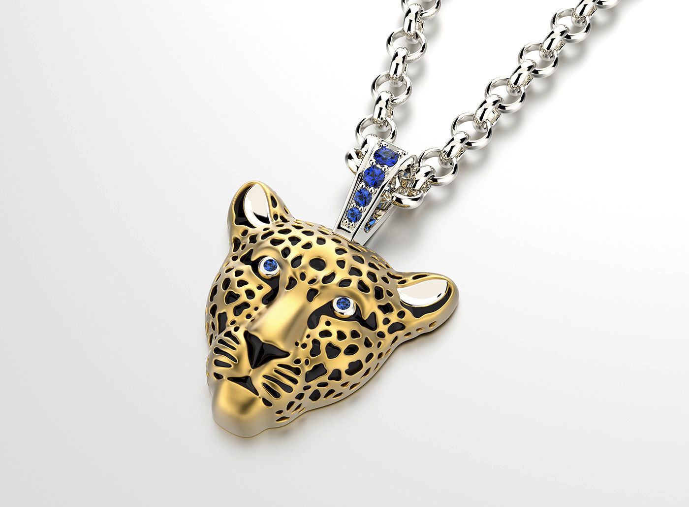 Jewelry Light Leopard Pendant with Enamel 0076 V3-1 3dm Stl Fbx 3D print model_10