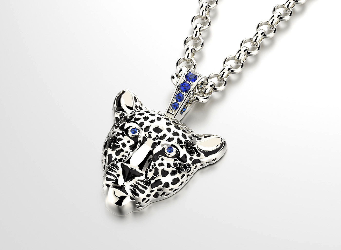 Jewelry Light Leopard Pendant with Enamel 0076 V3-1 3dm Stl Fbx 3D print model_11