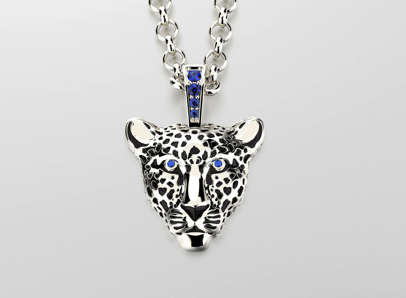 Jewelry Light Leopard Pendant with Enamel 0076 V3-1 3dm Stl Fbx 3D print model_7