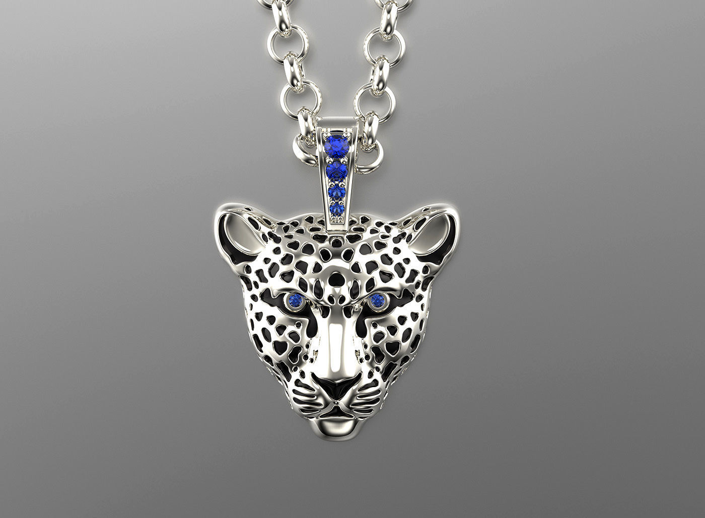 Jewelry Light Leopard Pendant with Enamel 0076 V3-1 3dm Stl Fbx 3D print model_5