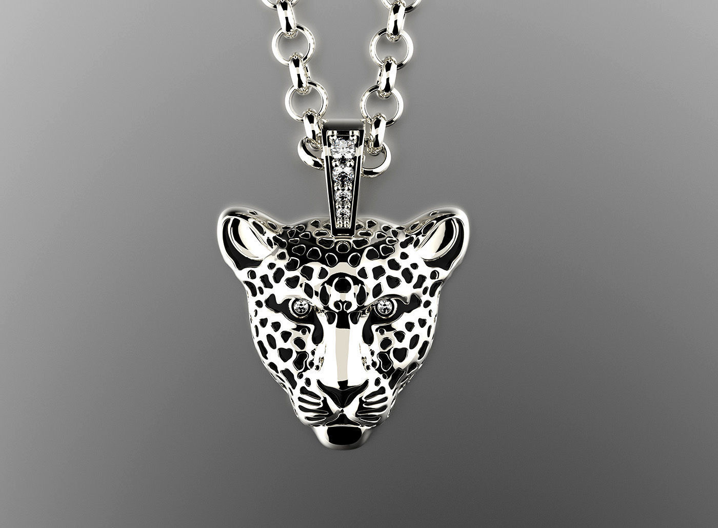 Jewelry Light Leopard Pendant with Enamel 0076 V3-1 3dm Stl Fbx 3D print model_3