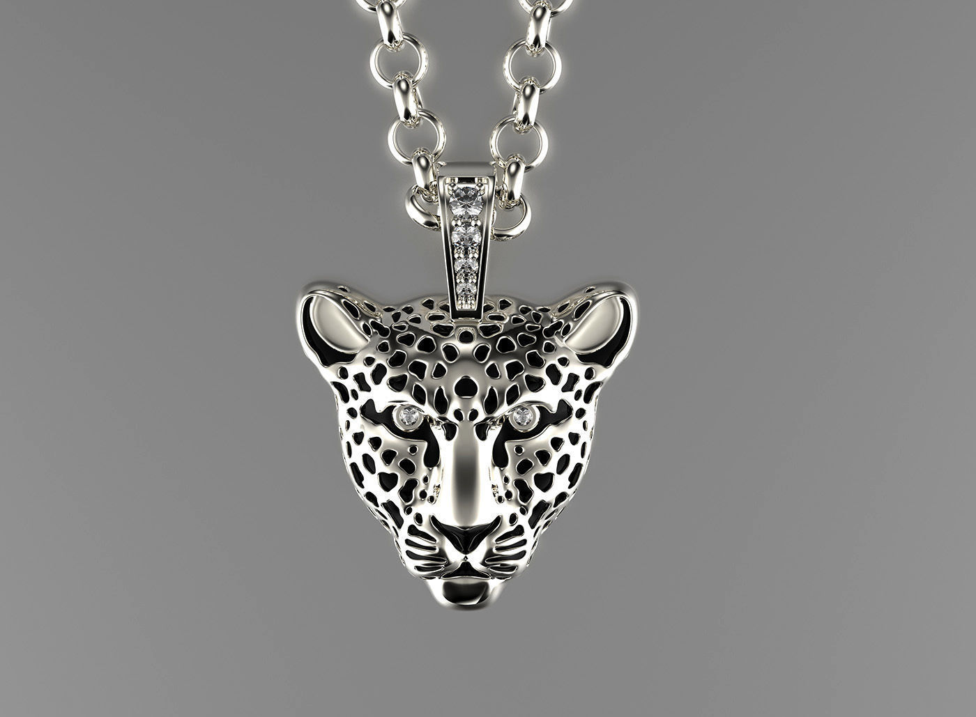 Jewelry Light Leopard Pendant with Enamel 0076 V3-1 3dm Stl Fbx 3D print model_1