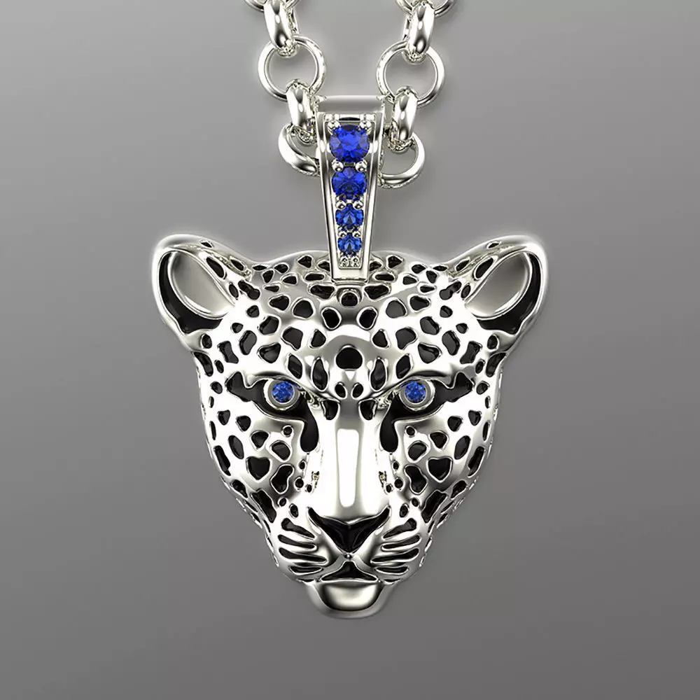Jewelry Light Leopard Pendant with Enamel 0076 V3-1 3dm Stl Fbx 3D print model_0