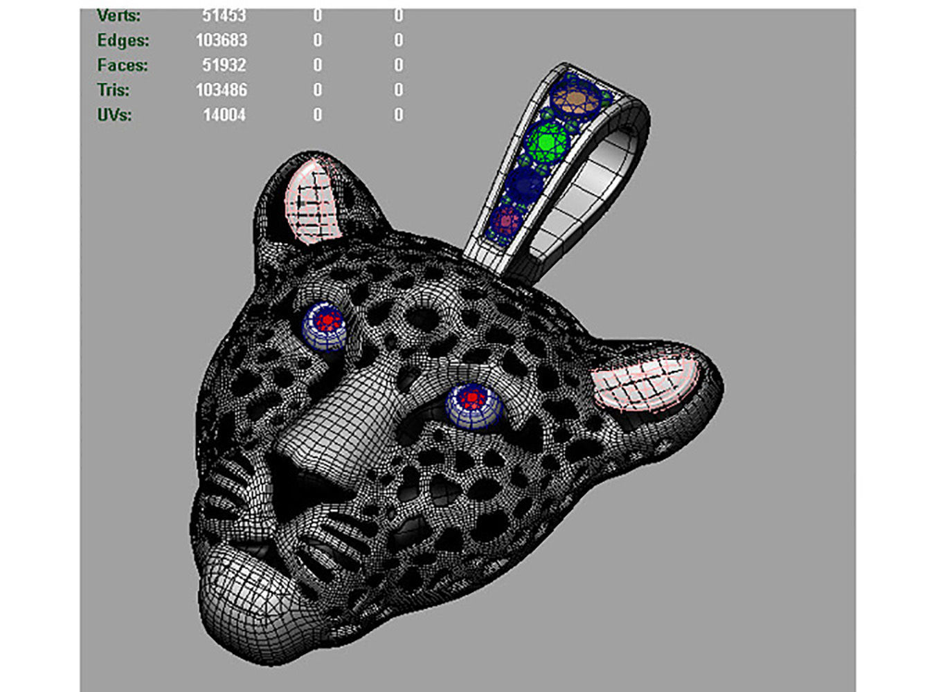Jewelry Light Leopard Pendant with Enamel 0076 V3-1 3dm Stl Fbx 3D print model_20