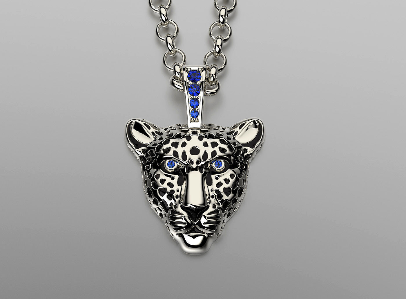 Jewelry Light Leopard Pendant with Enamel 0076 V3-1 3dm Stl Fbx 3D print model_6