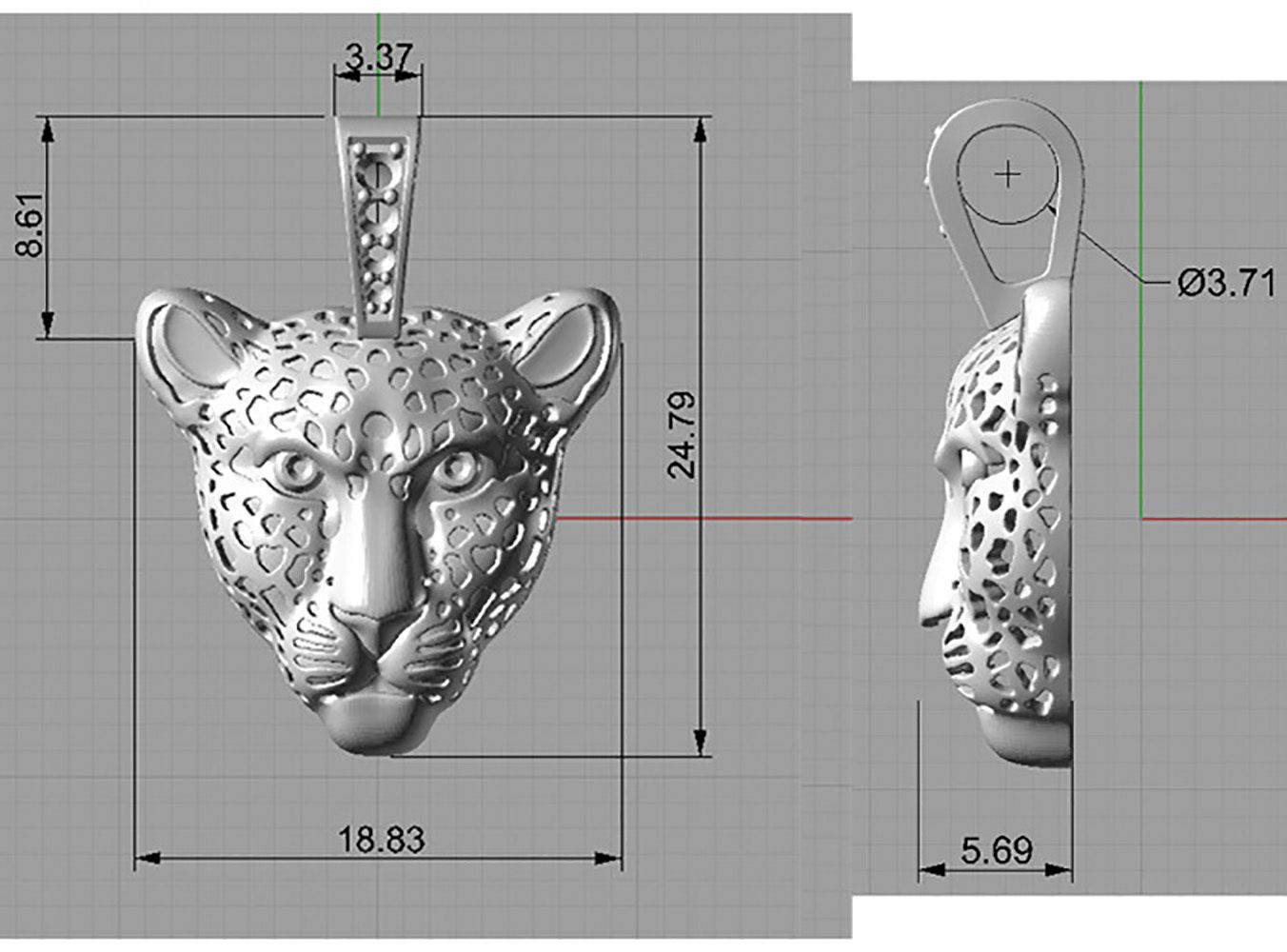 Jewelry Light Leopard Pendant with Enamel 0076 V3-1 3dm Stl Fbx 3D print model_21