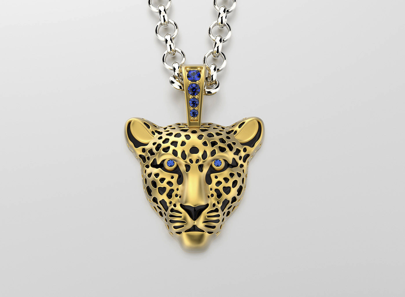 Jewelry Light Leopard Pendant with Enamel 0076 V3-1 3dm Stl Fbx 3D print model_8