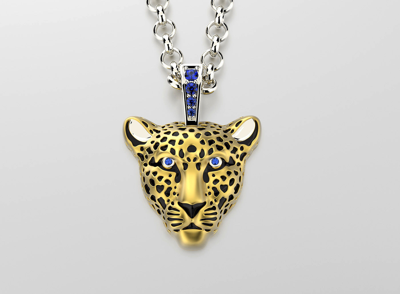 Jewelry Light Leopard Pendant with Enamel 0076 V3-1 3dm Stl Fbx 3D print model_9