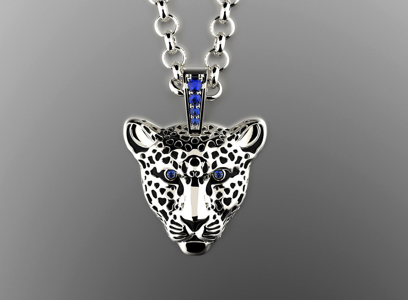 Jewelry Light Leopard Pendant with Enamel 0076 V3-1 3dm Stl Fbx 3D print model_4