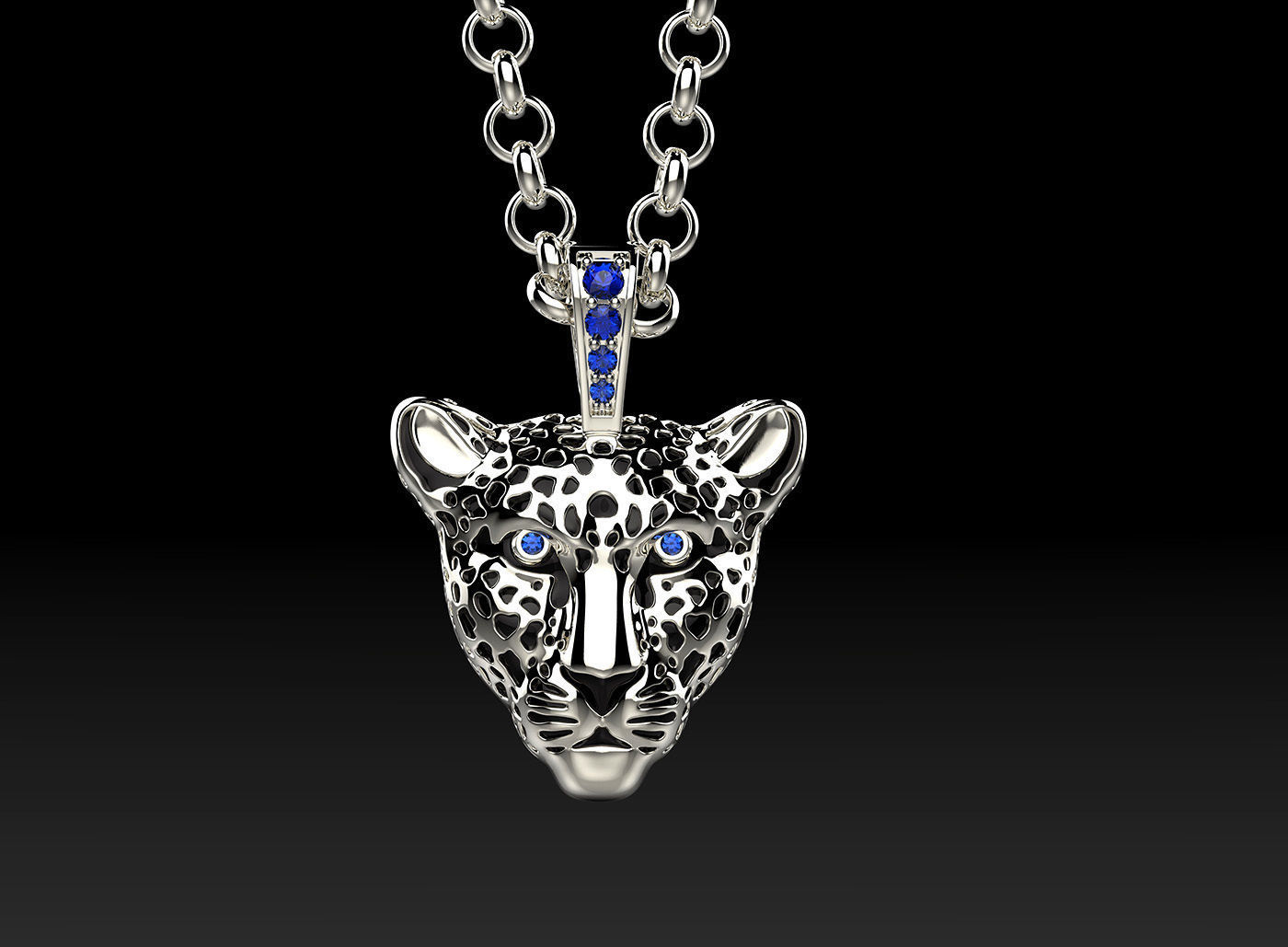 Jewelry Light Leopard Pendant with Enamel 0076 V3-1 3dm Stl Fbx 3D print model_15