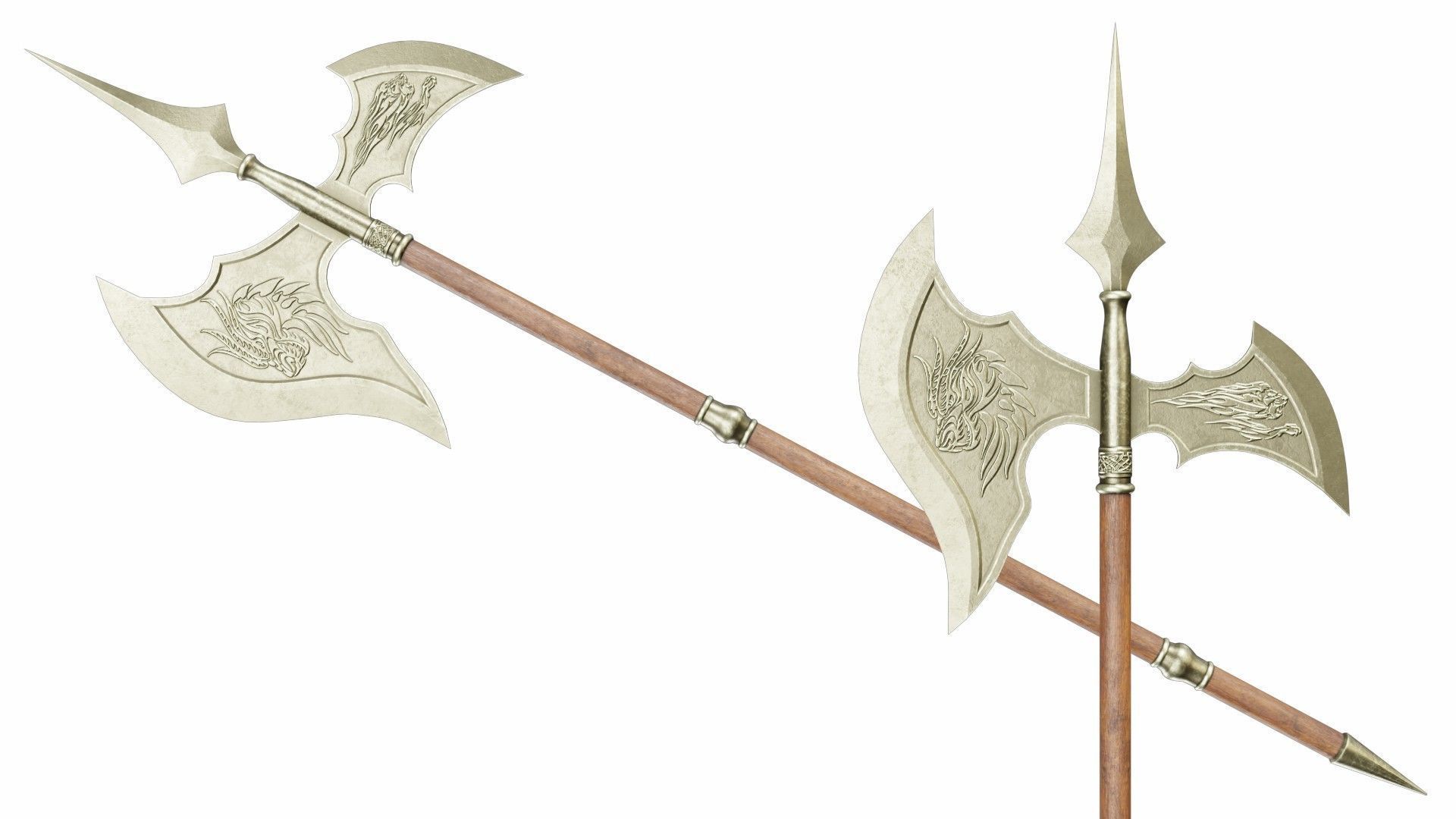 Collection of 10 halberds 3D model_8
