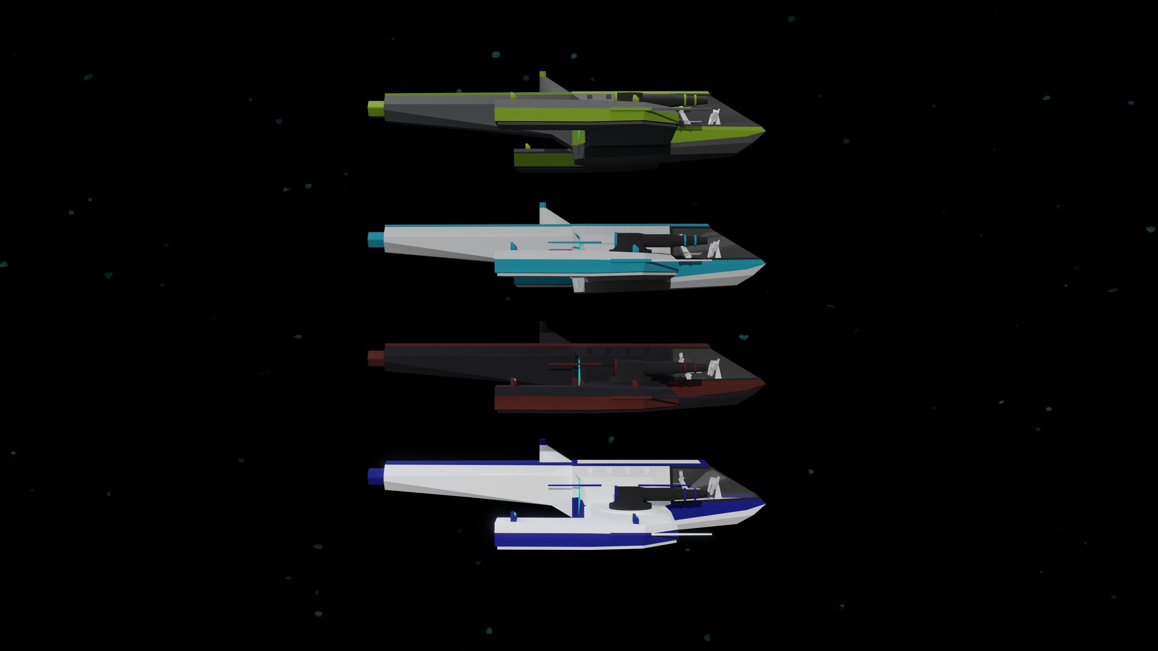 6 Sci-Fi Low Poly Ships with 5 Different Color Variations Low-poly 3D model_46