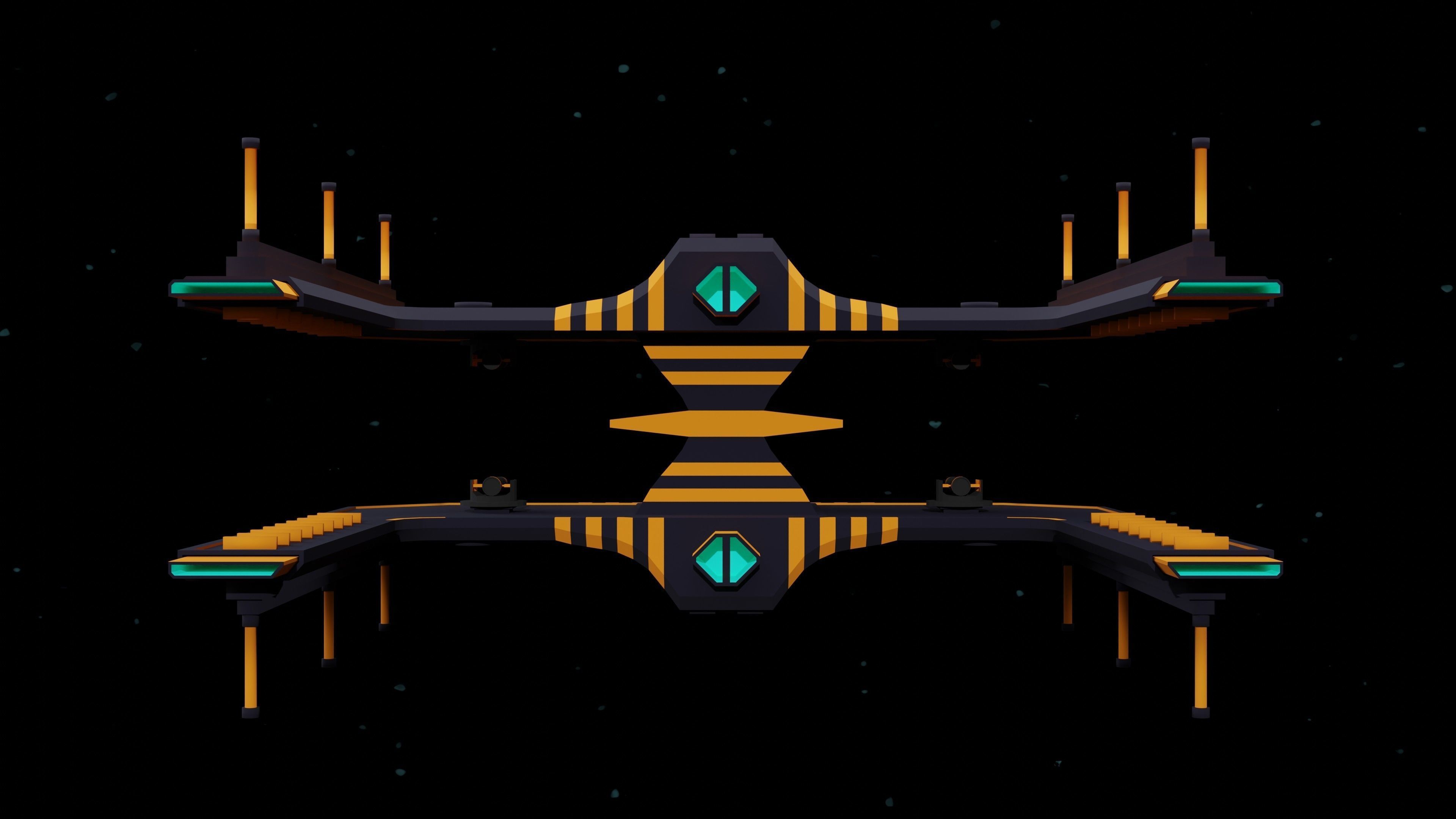 6 Sci-Fi Low Poly Ships with 5 Different Color Variations Low-poly 3D model_22