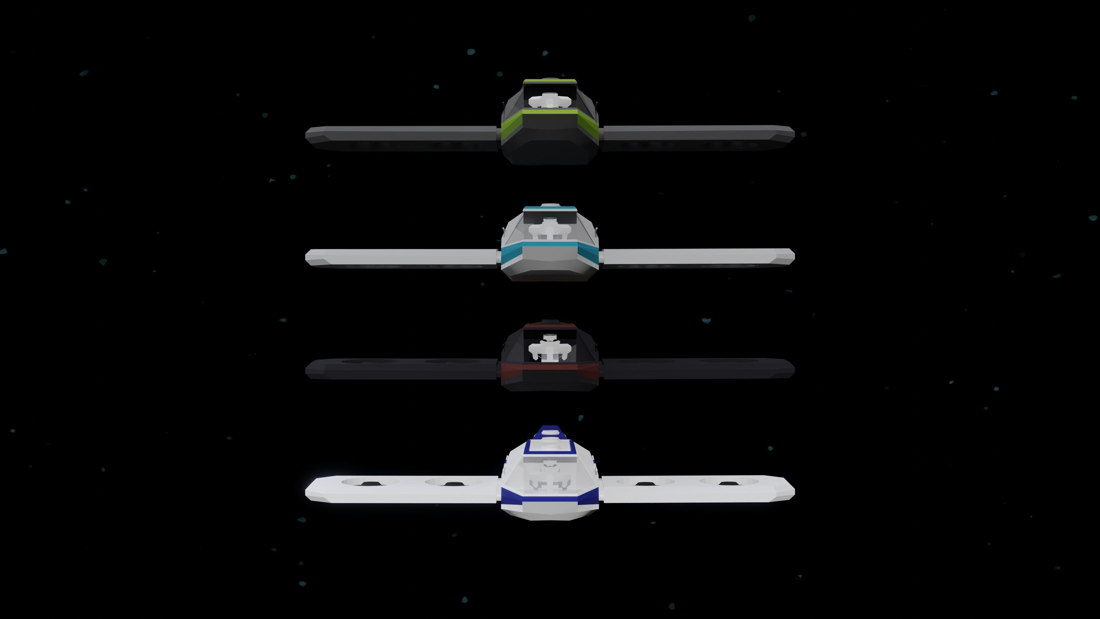 6 Sci-Fi Low Poly Ships with 5 Different Color Variations Low-poly 3D model_15