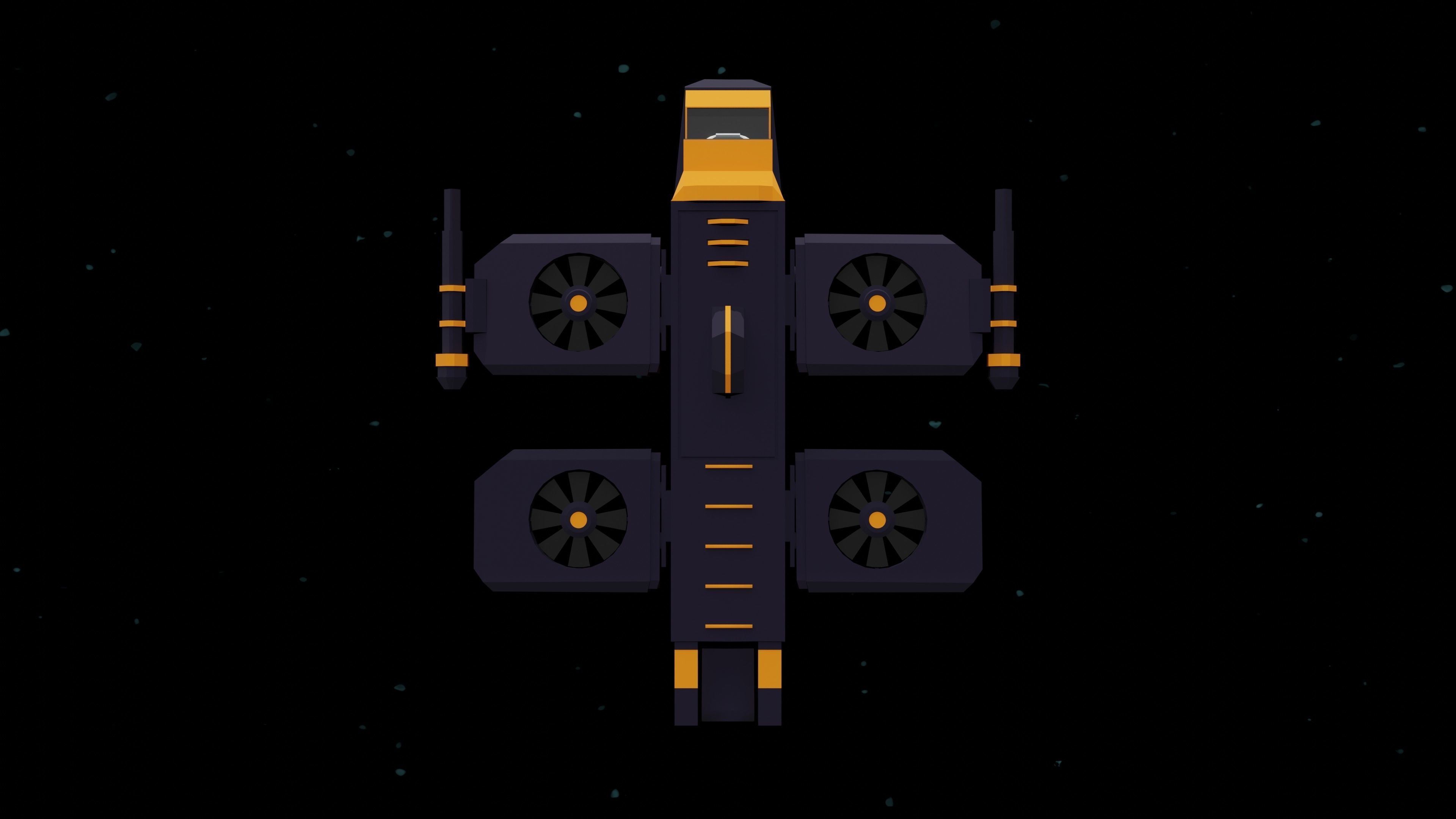 6 Sci-Fi Low Poly Ships with 5 Different Color Variations Low-poly 3D model_53