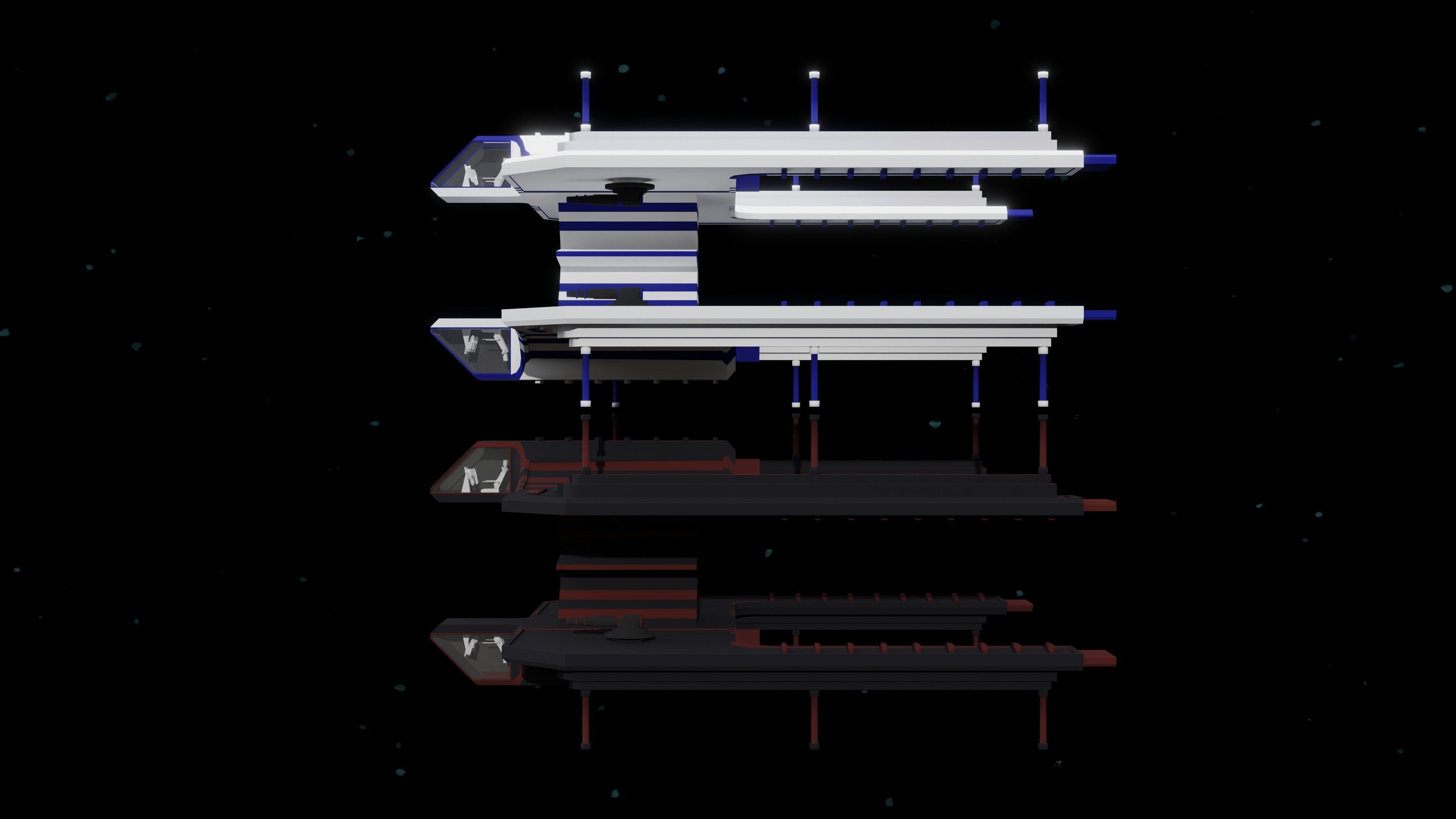 6 Sci-Fi Low Poly Ships with 5 Different Color Variations Low-poly 3D model_27