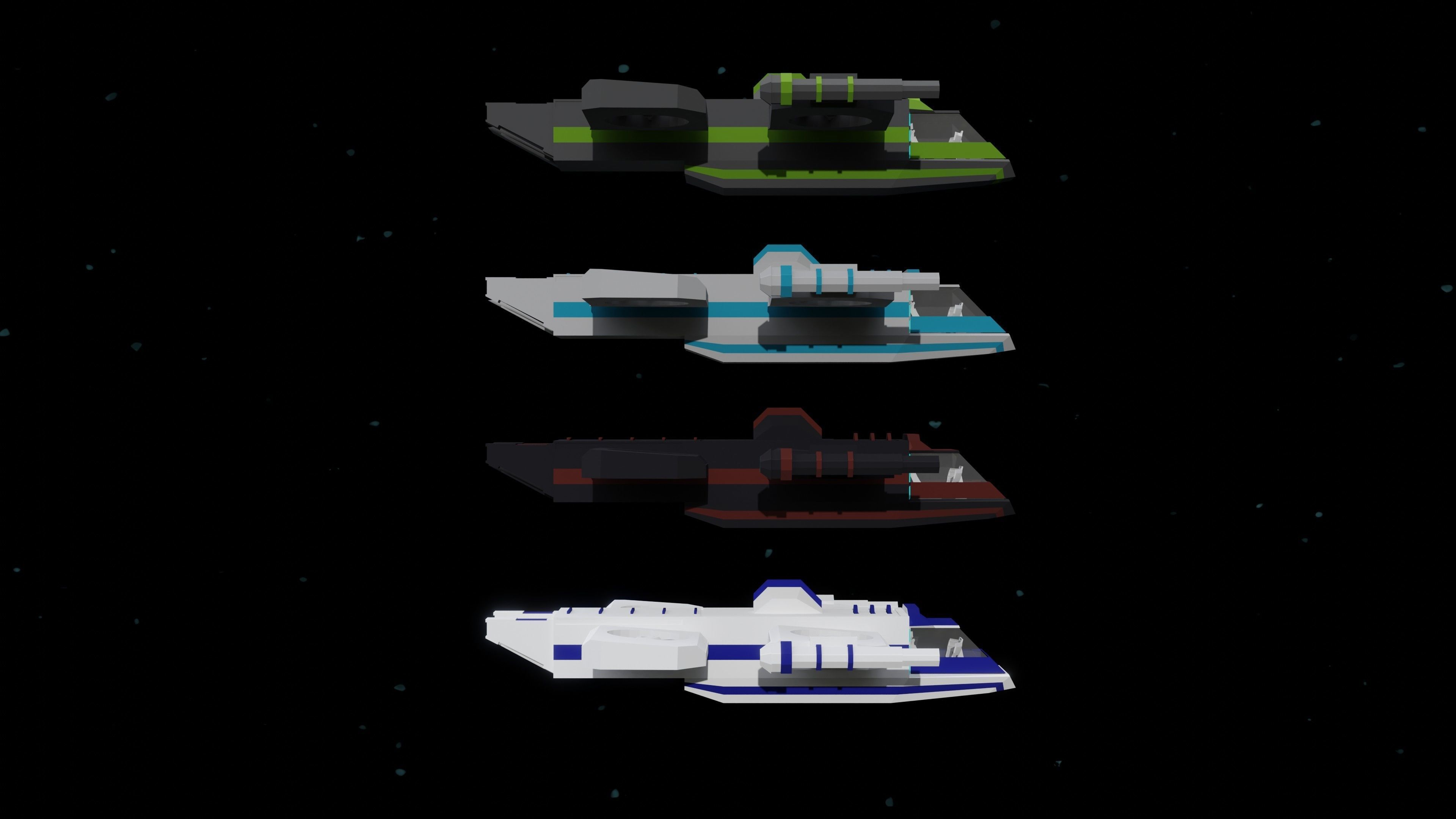 6 Sci-Fi Low Poly Ships with 5 Different Color Variations Low-poly 3D model_55