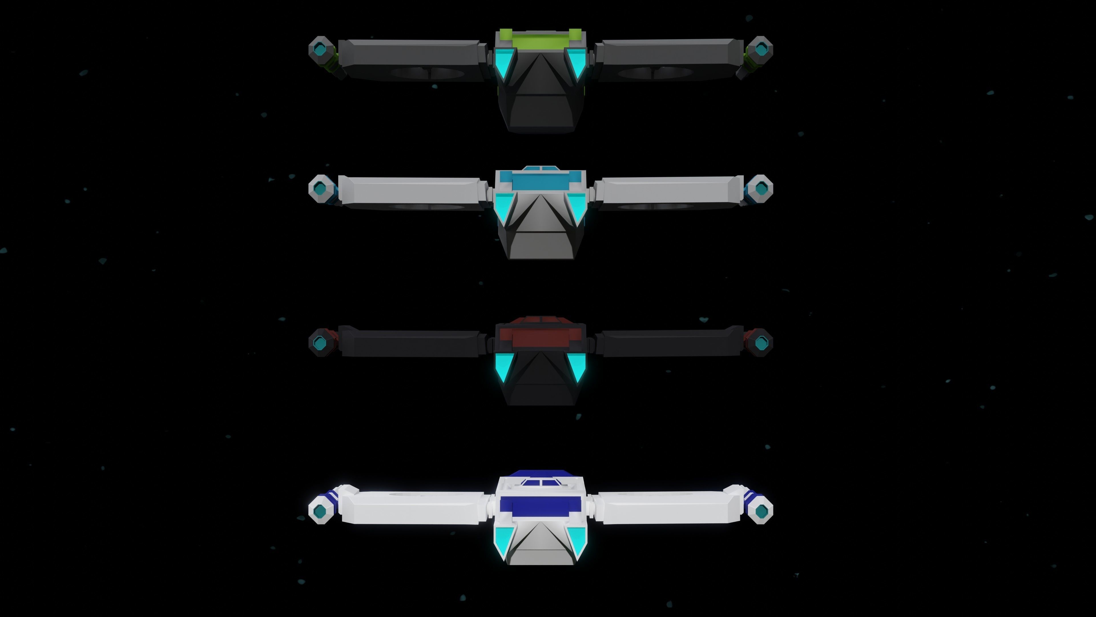 6 Sci-Fi Low Poly Ships with 5 Different Color Variations Low-poly 3D model_39