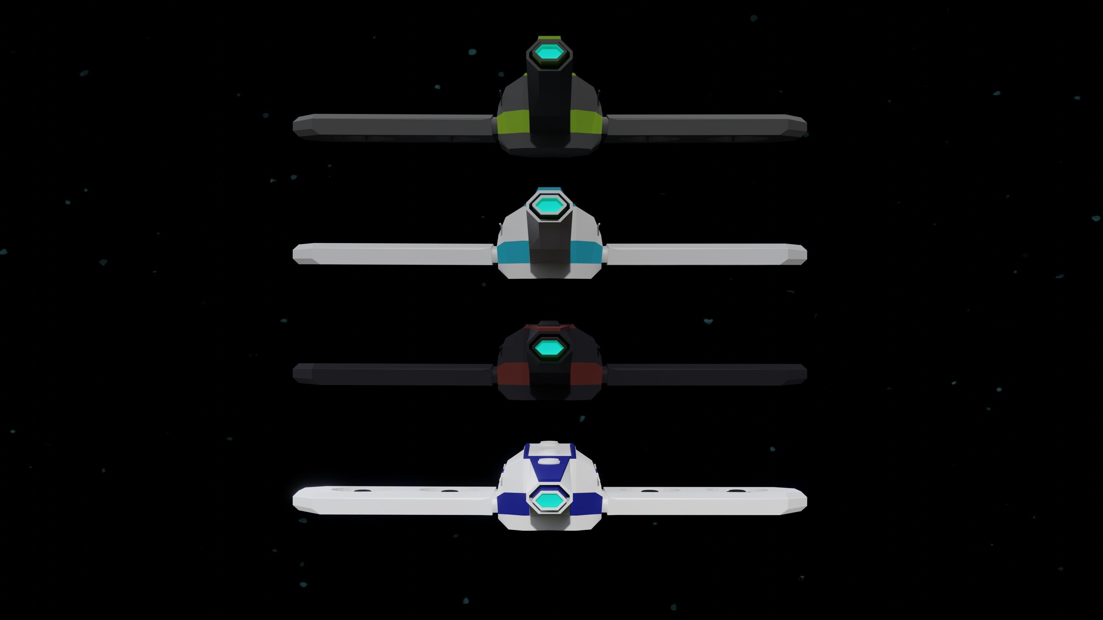 6 Sci-Fi Low Poly Ships with 5 Different Color Variations Low-poly 3D model_18