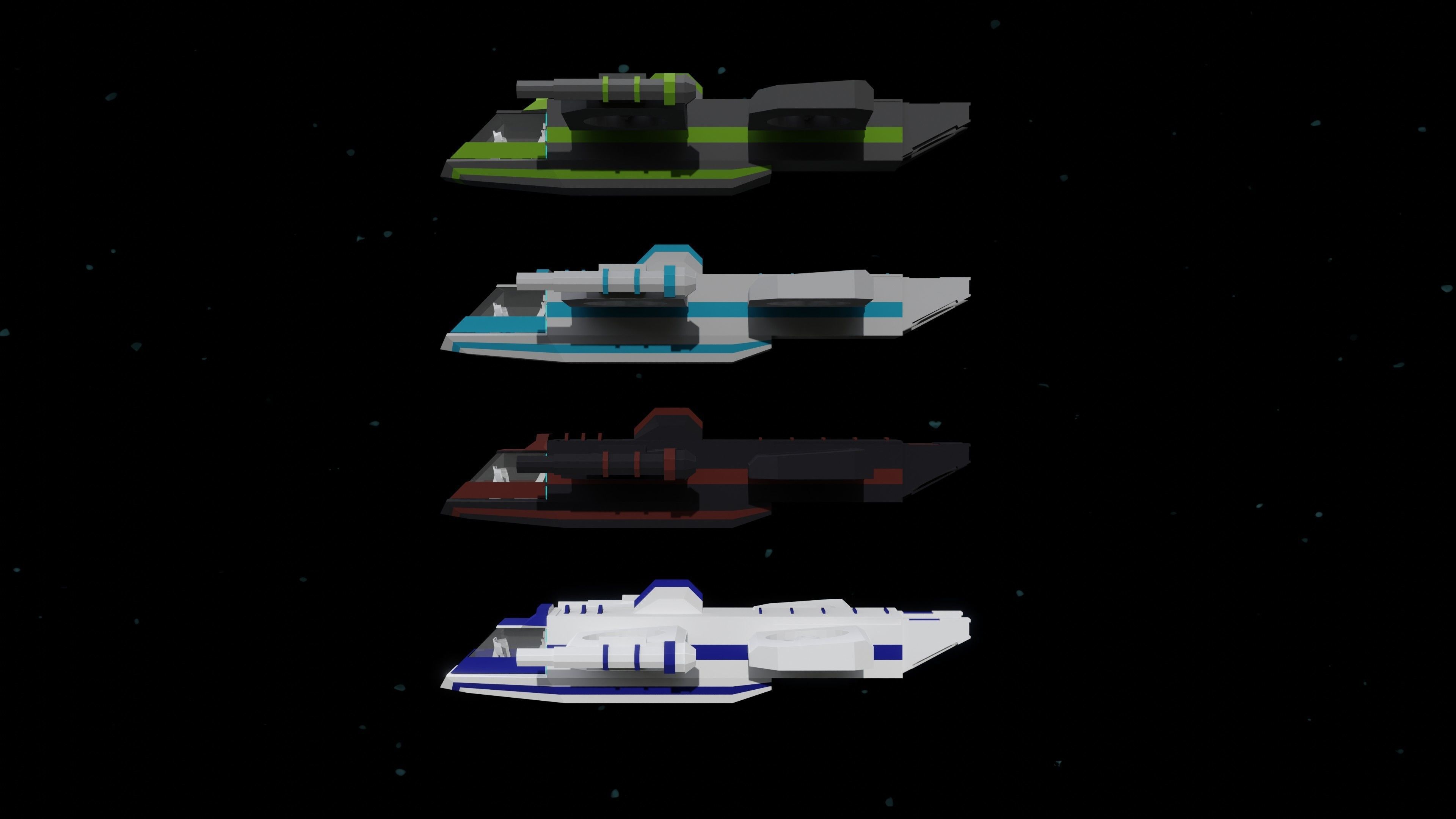 6 Sci-Fi Low Poly Ships with 5 Different Color Variations Low-poly 3D model_56